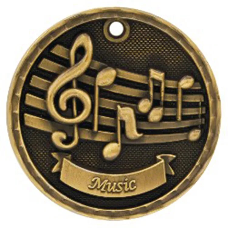 2" Antique Finish 3D Music Medal 2
