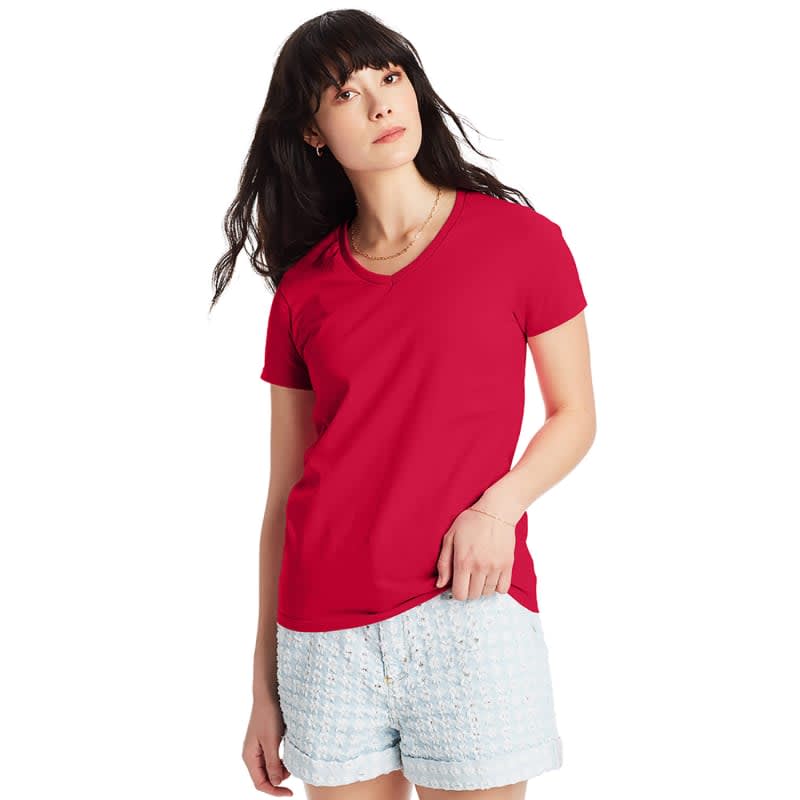 Hanes Ladies 5.2 Oz. ComfortSoft® V-Neck Cotton T-Shirt 4