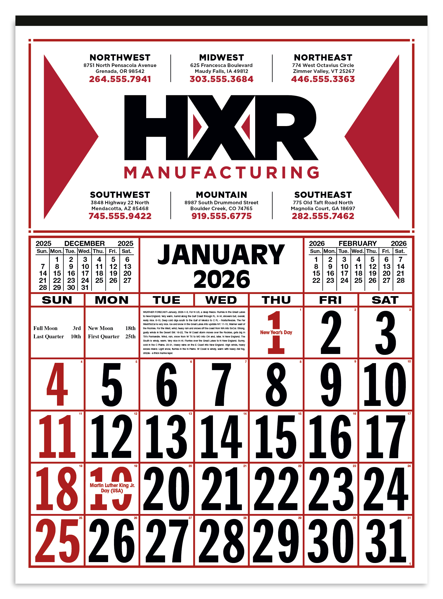 Skinner & Kennedy® Commercial 12-Sheet Calendar 1