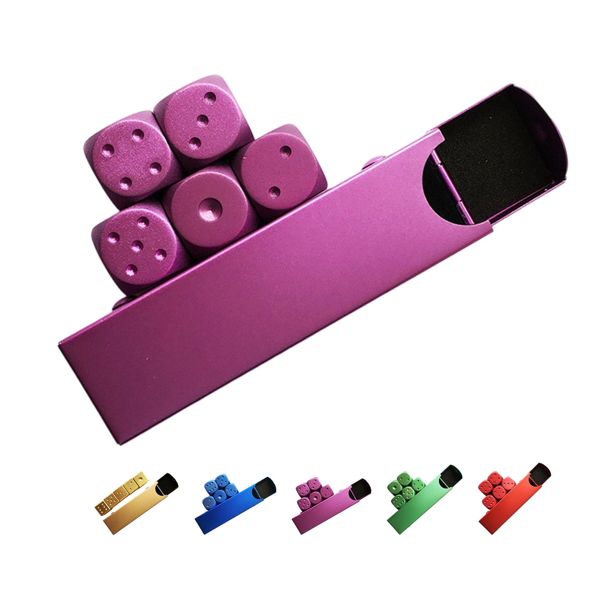 Aluminum Alloy Gaming Dice Set With Metal Case Five Piece 1
