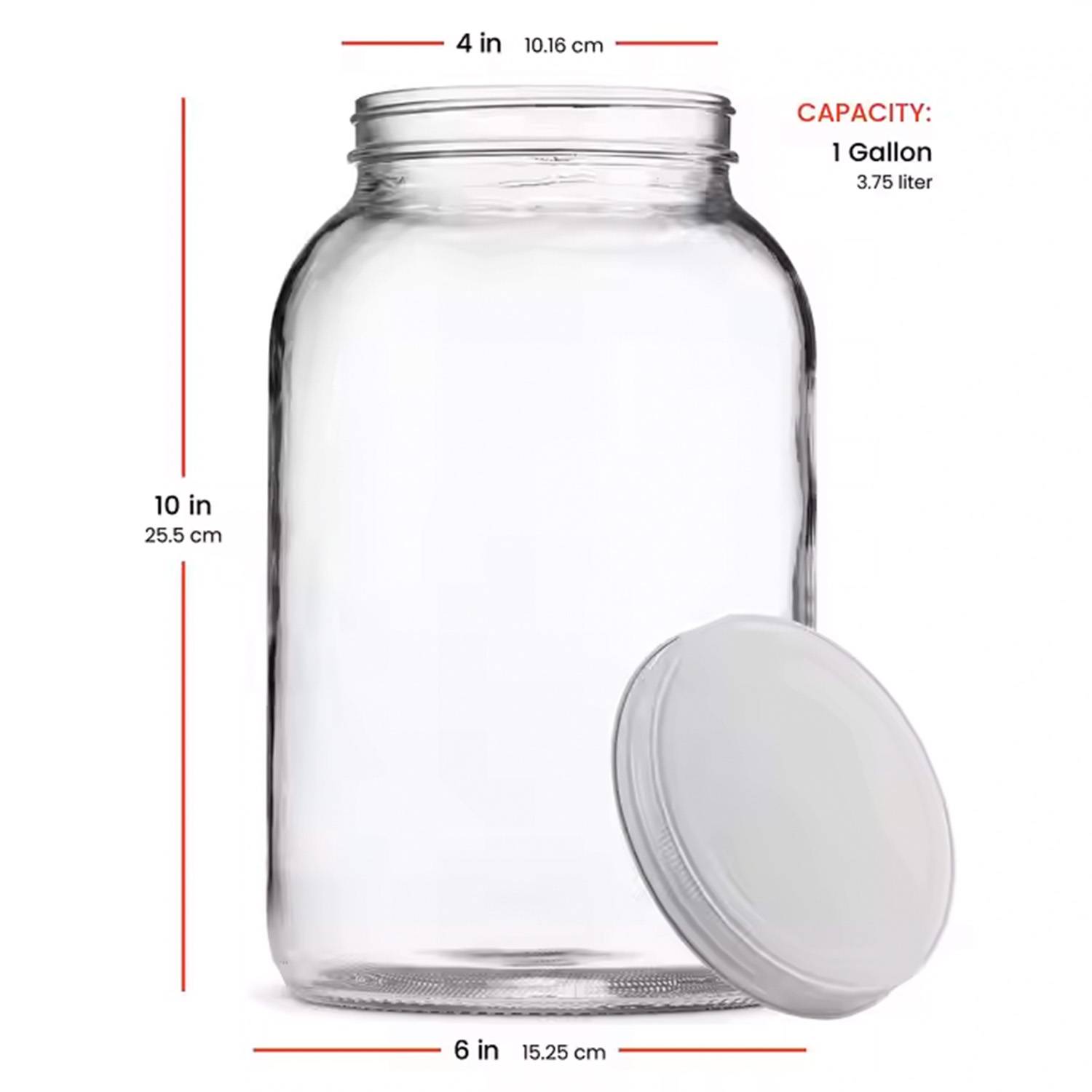 1 Gallon Plastic Lid Glass Mason Jar 6