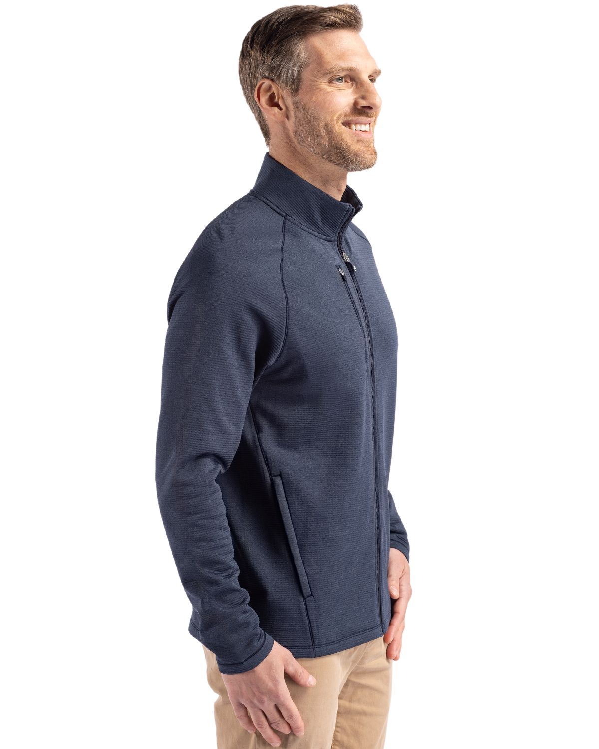Cutter & Buck Peshastin Recycled Grid Fleece Mens Full Zip Jacket 18