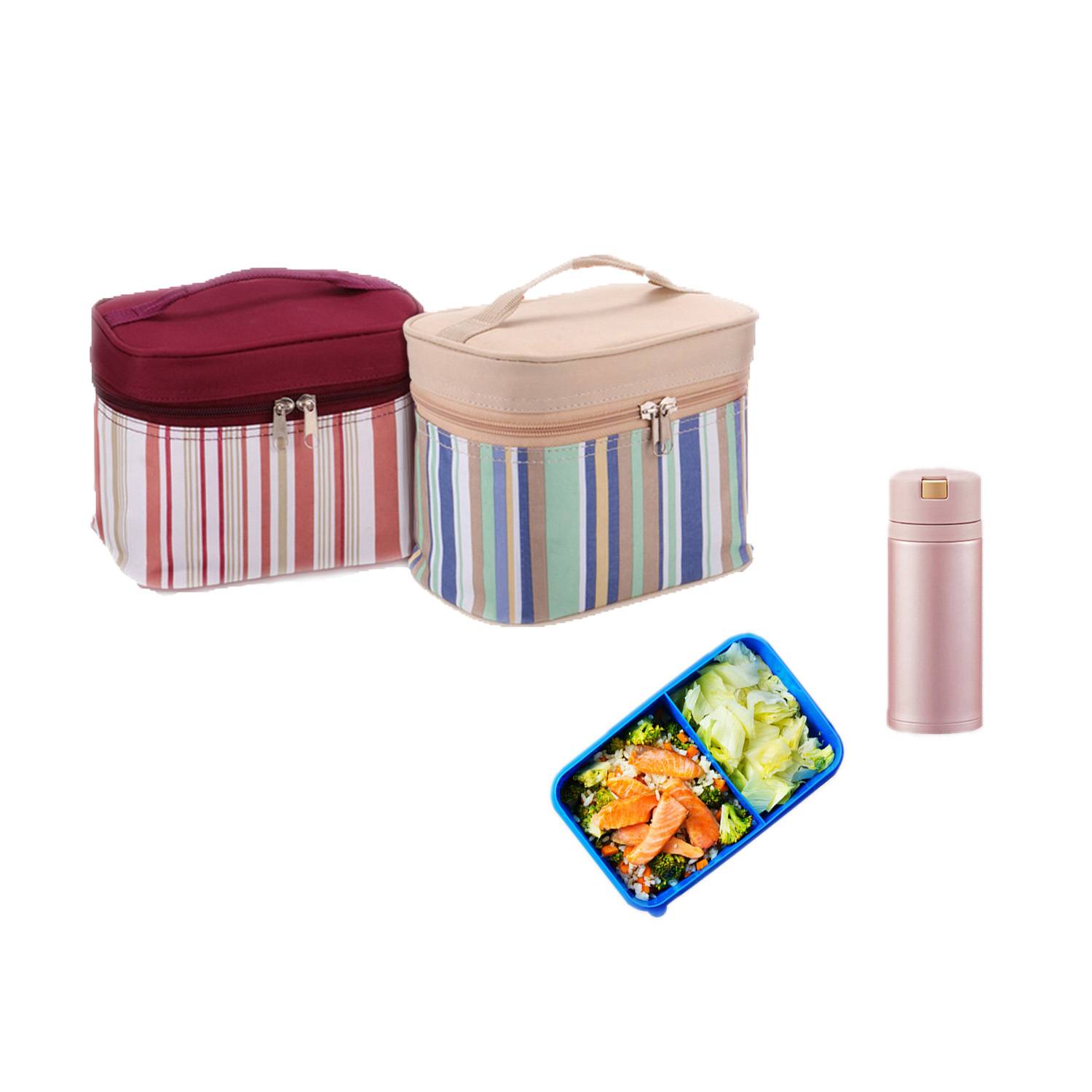 Portable Striped Insulated Lunch Bag 6