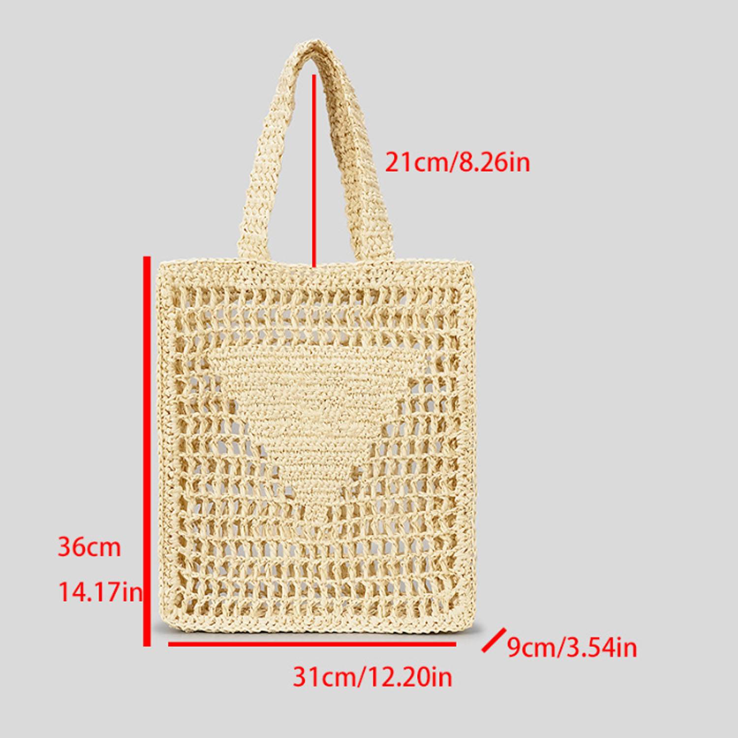 Spacious Crochet Beach Tote Bag – Straw & Mesh 12