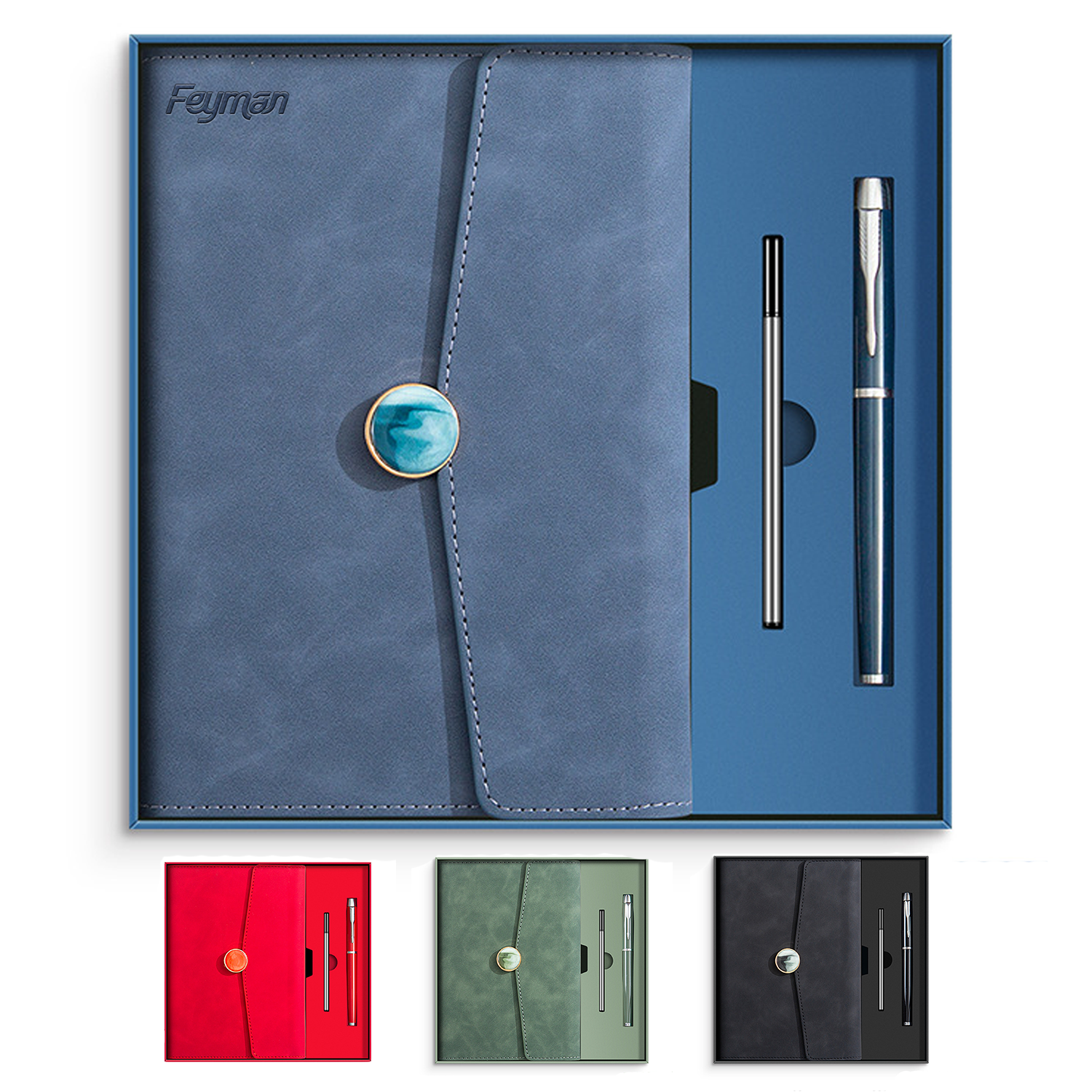 A5 PU Leather Cover Notebook w/ Metal Pen Set 5