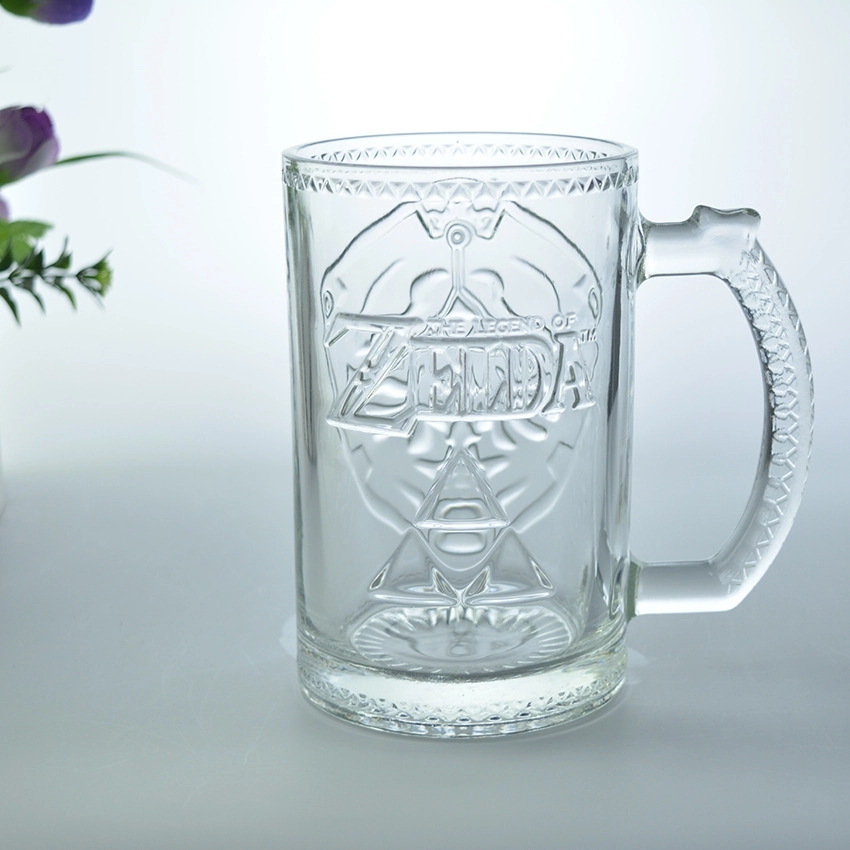 Custom 23 oz Embossed Beer Glass Mugs With Handle 3
