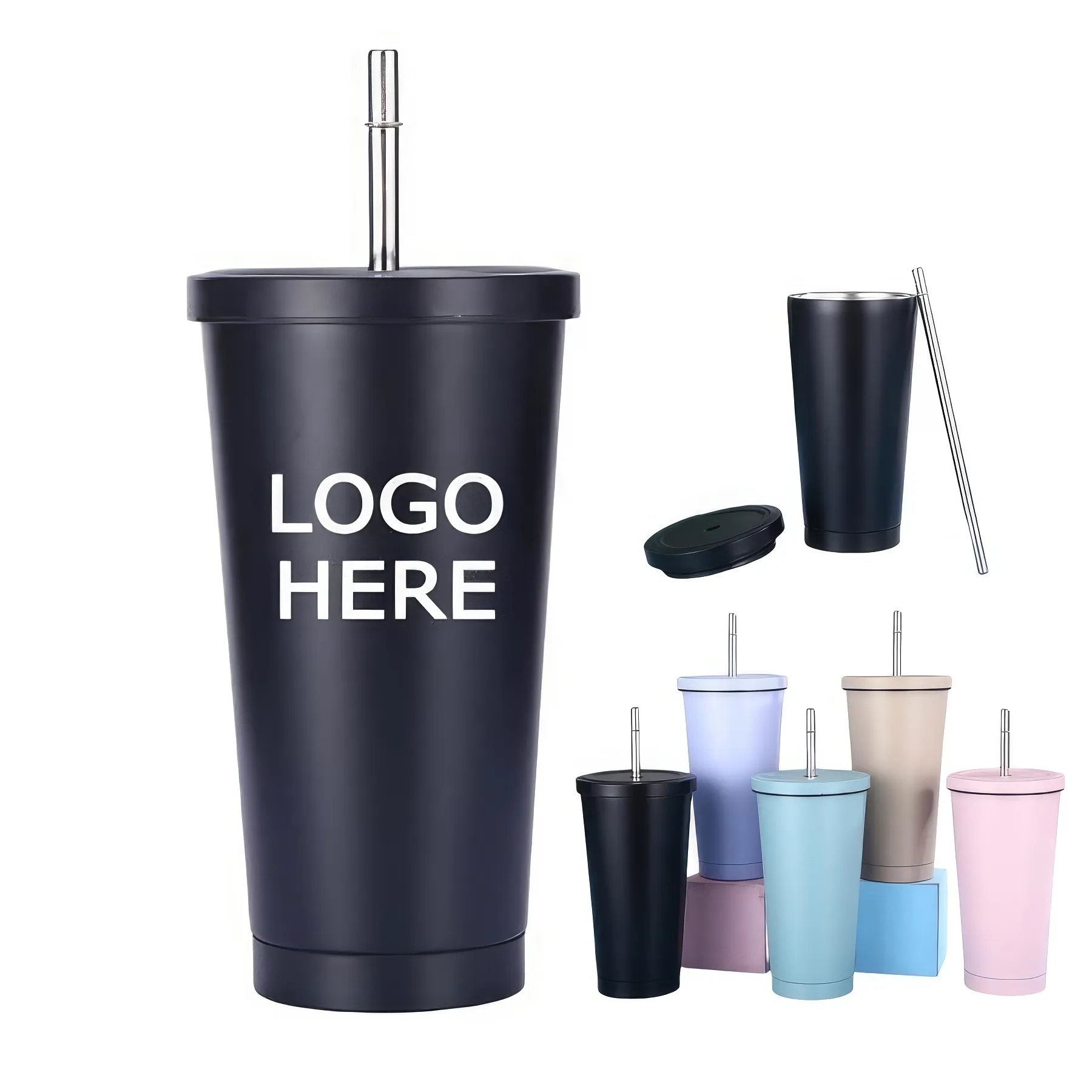 16.9/25 oz Stainless Steel Tumbler with Lid and Straw 2