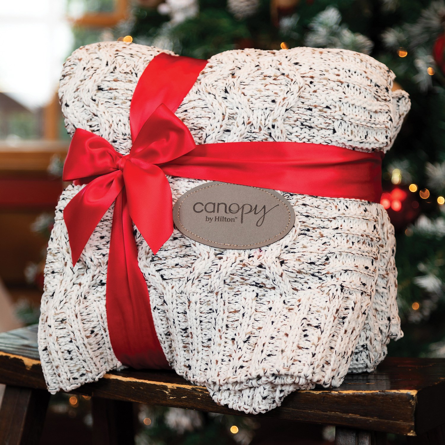 Vanilla Cookie Heather Cable Knit Chenille Blanket 2