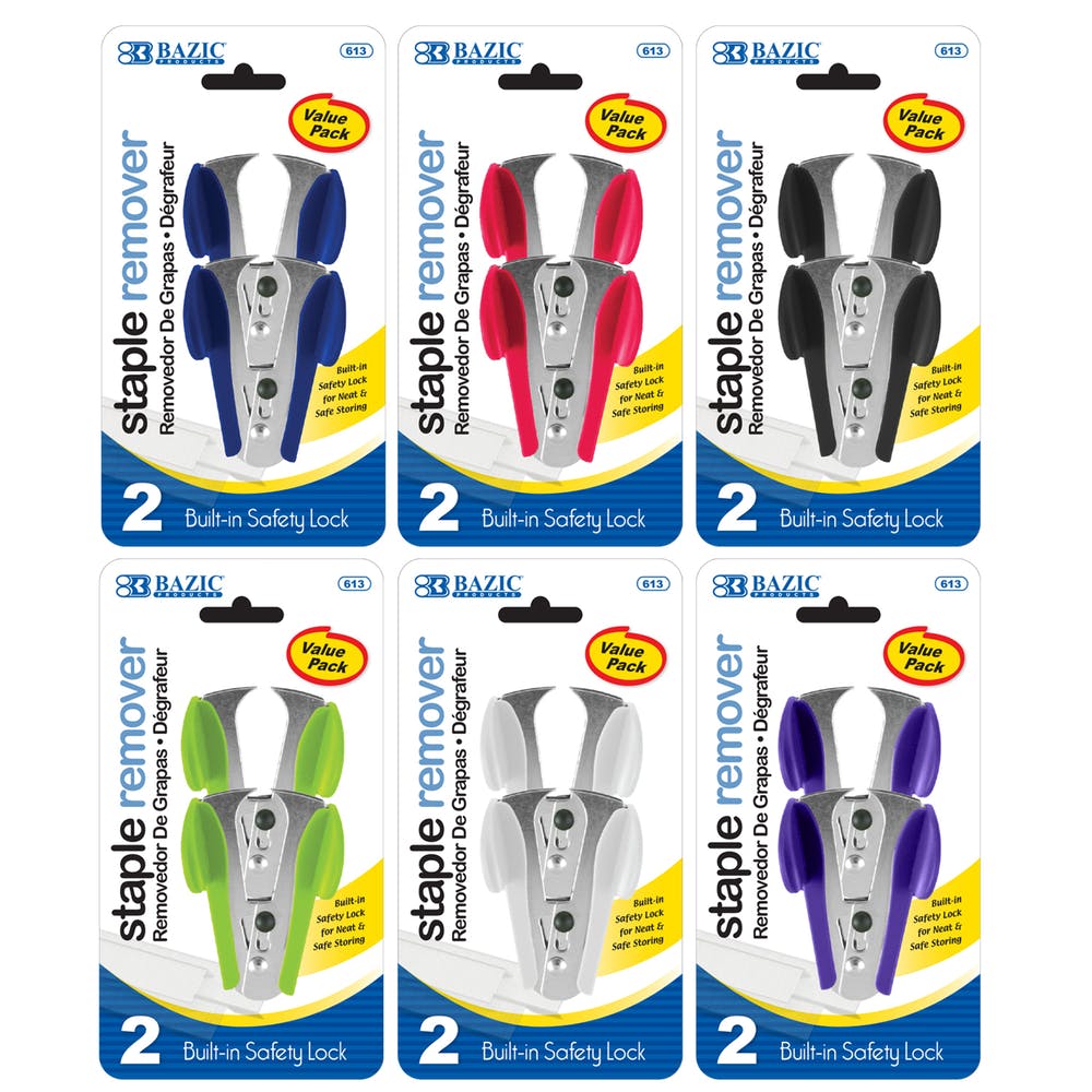 Staple Removers - Safety Lock Assorted Colors 2 Pack 1