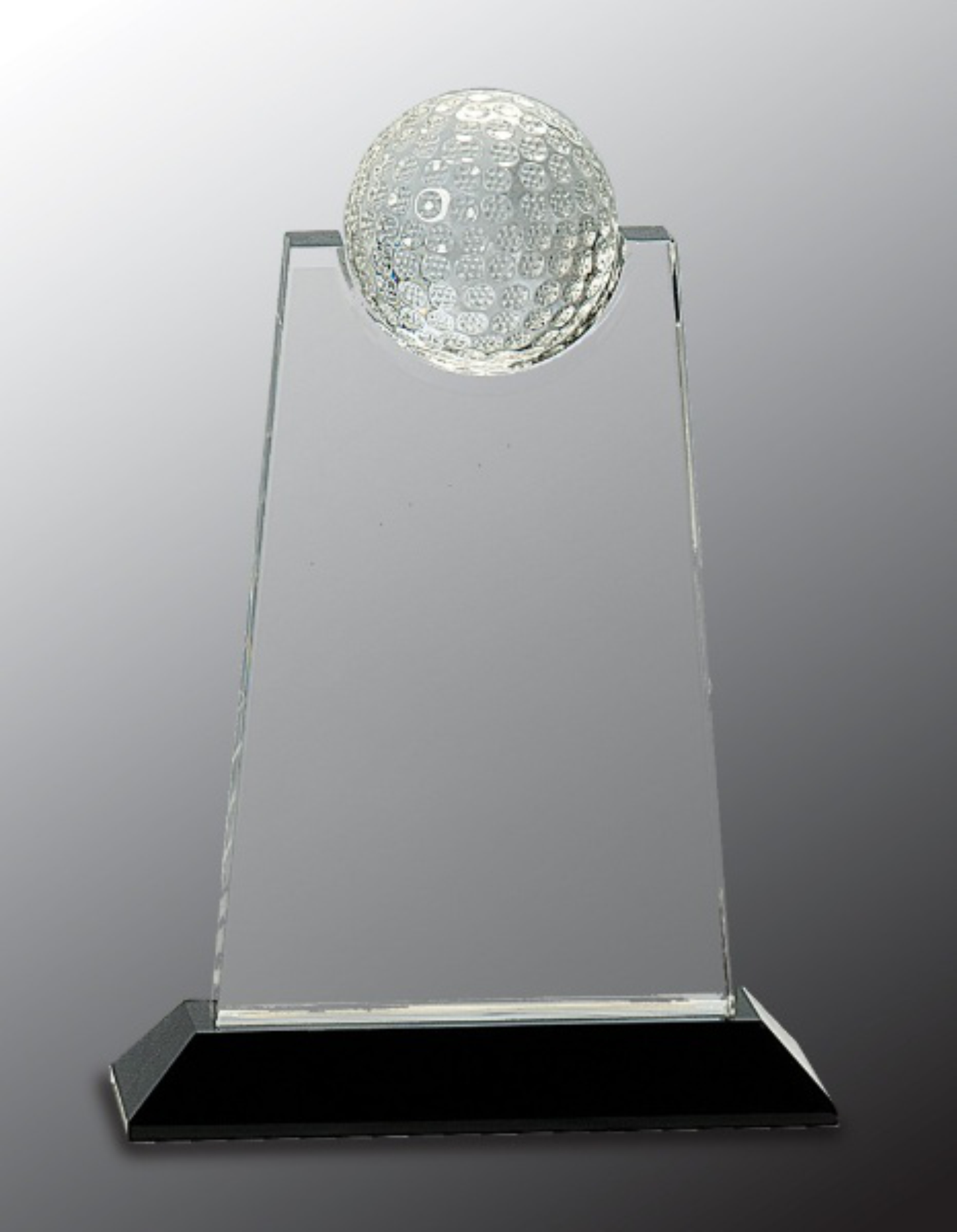 9" Clear Crystal Tablet with Inset Golf Ball on Black Pedestal Base Award 3