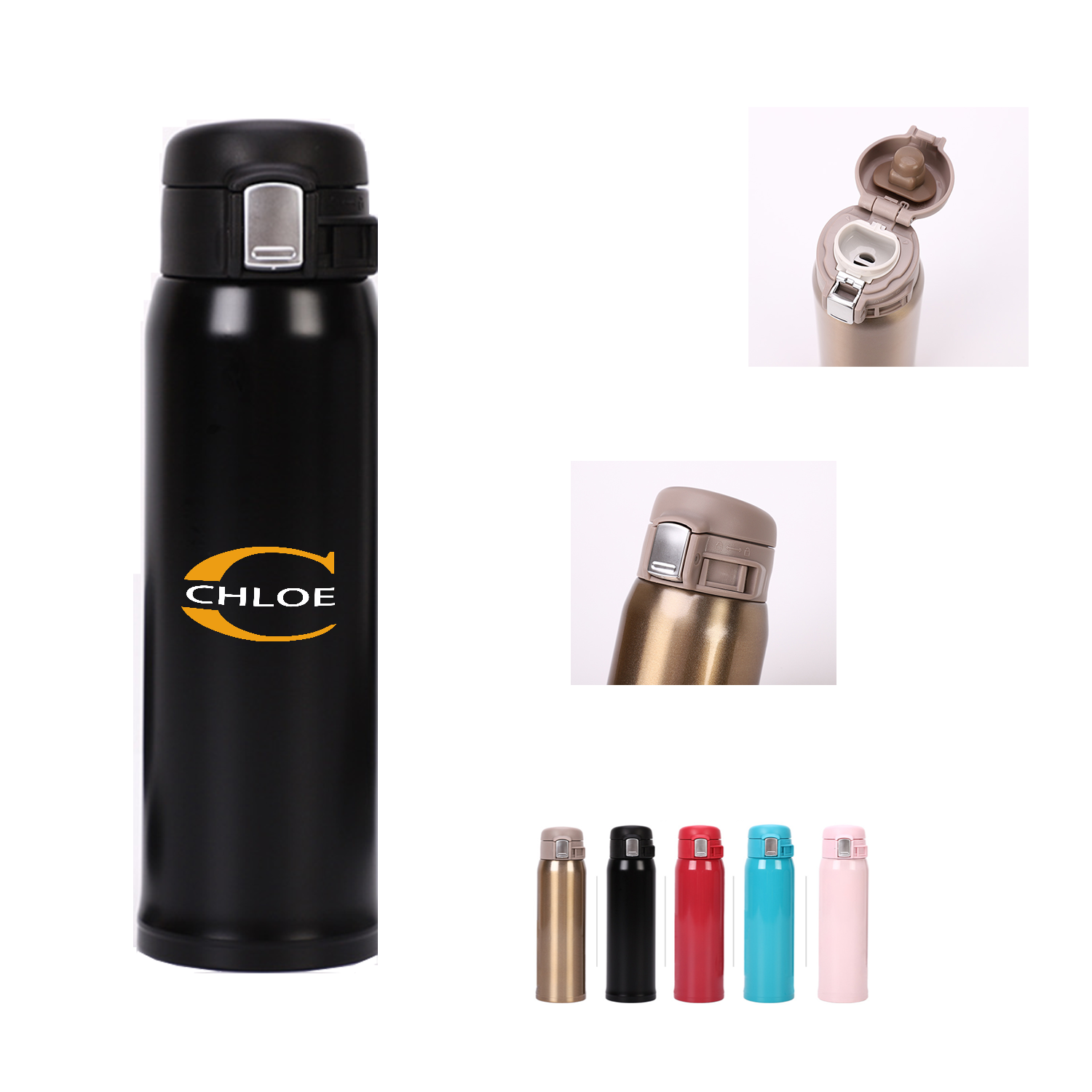 17oz Stainless Steel Vacuum Insulated Bottle with Side Lock 2