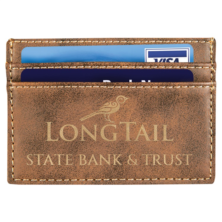 4" x 2 3/4" Rustic/Gold Leatherette Wallet Clip 2