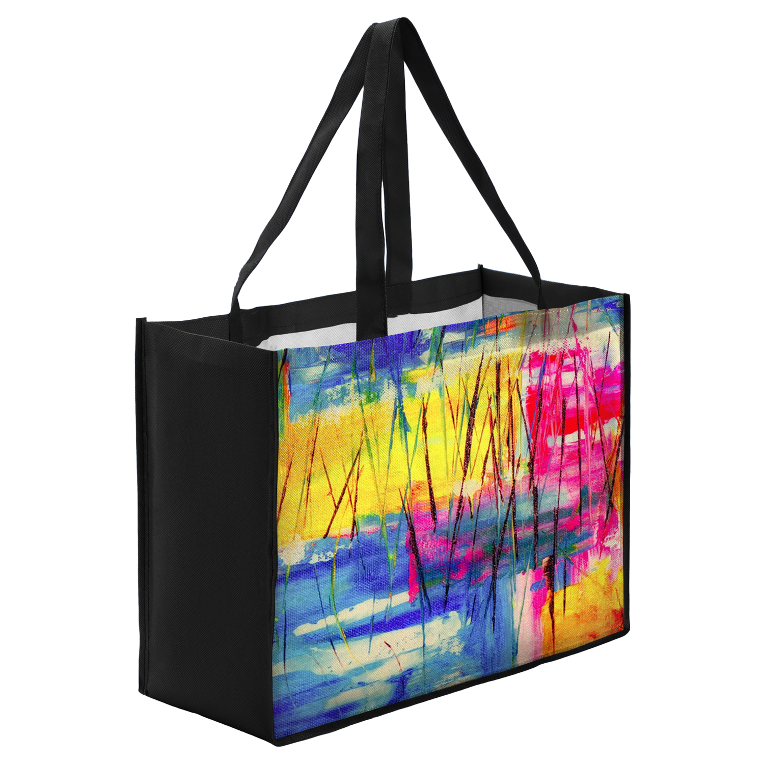 Rock'it 3-Day Sublimated PET Non-Woven Shopping Tote Bag w/ Gusset - 2 Sided (16" x 12" x 6") 2