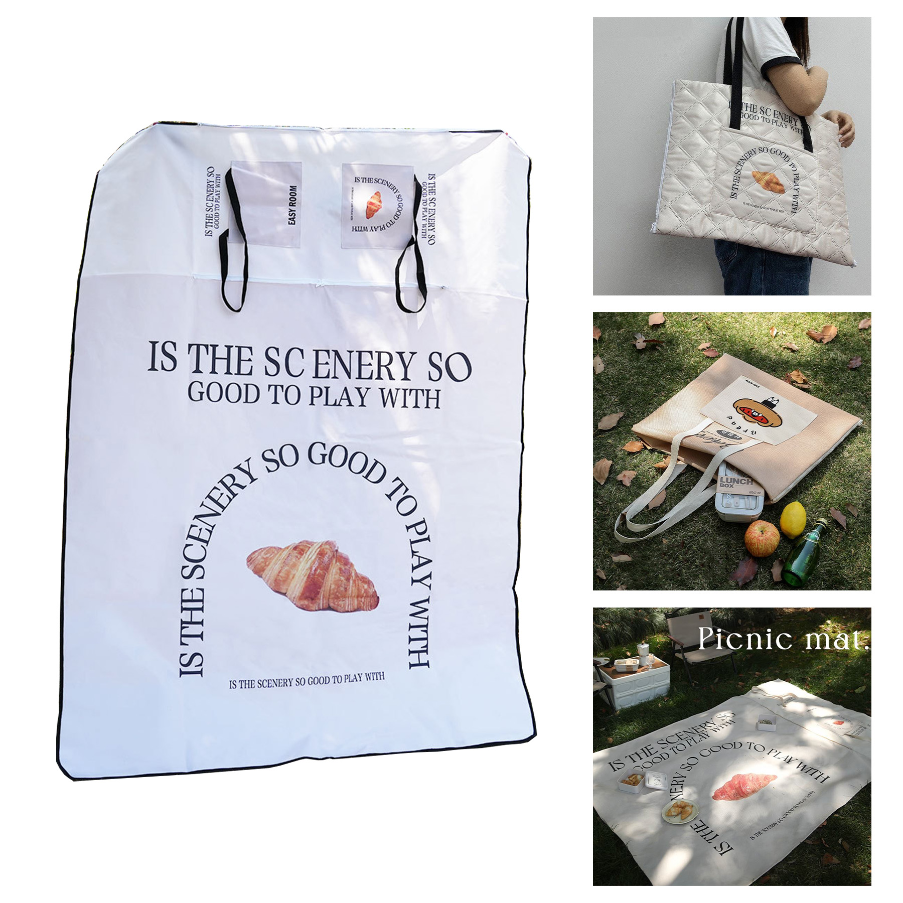 Portable Picnic Moisture-Proof Mat Zipper Bento Bag 1