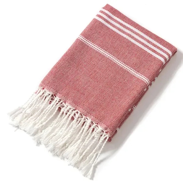 Fringed Jacquard Striped Bath Towel - Poly-Cotton Blend 14