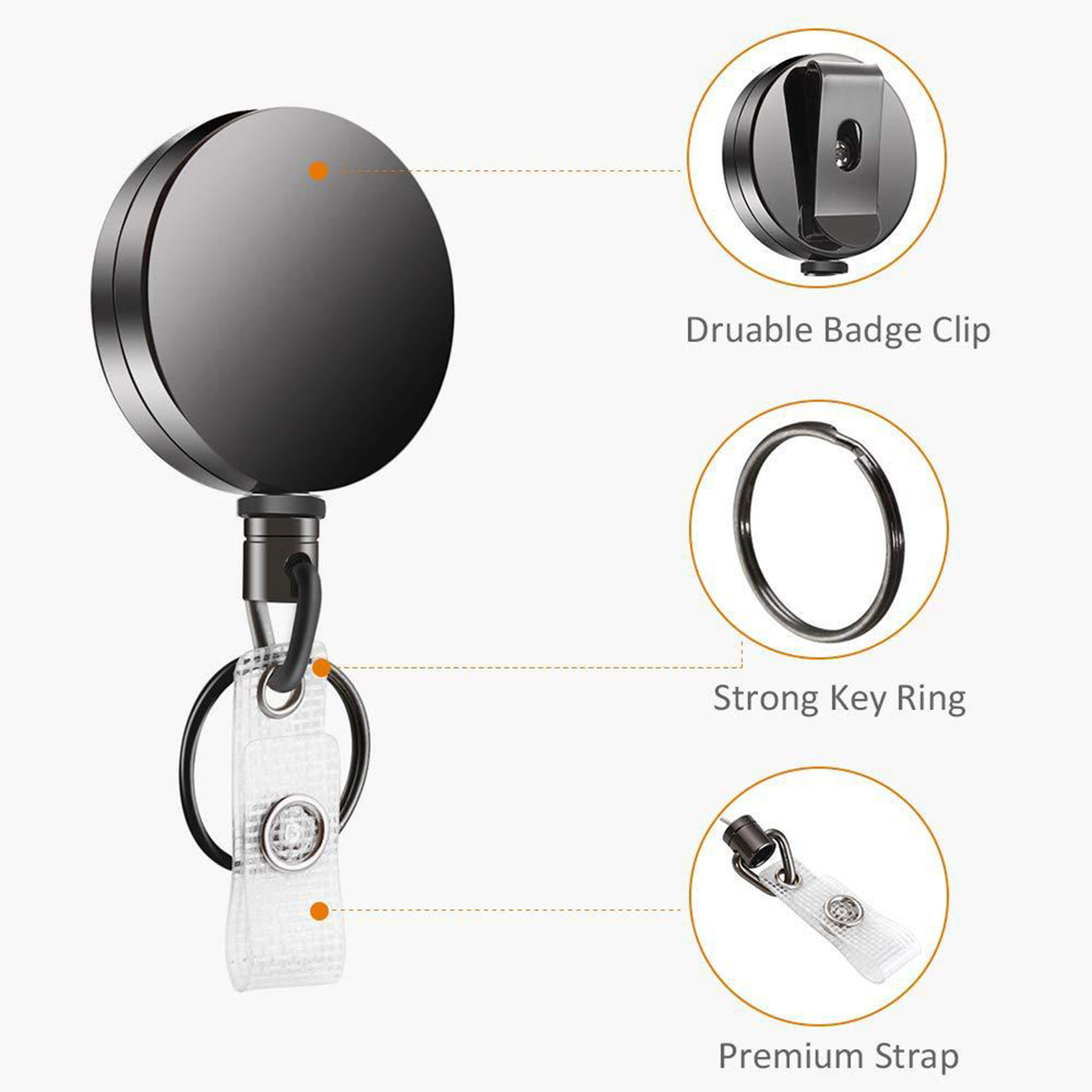Heavy Duty Metal Retractable Badge Holder Reel 3