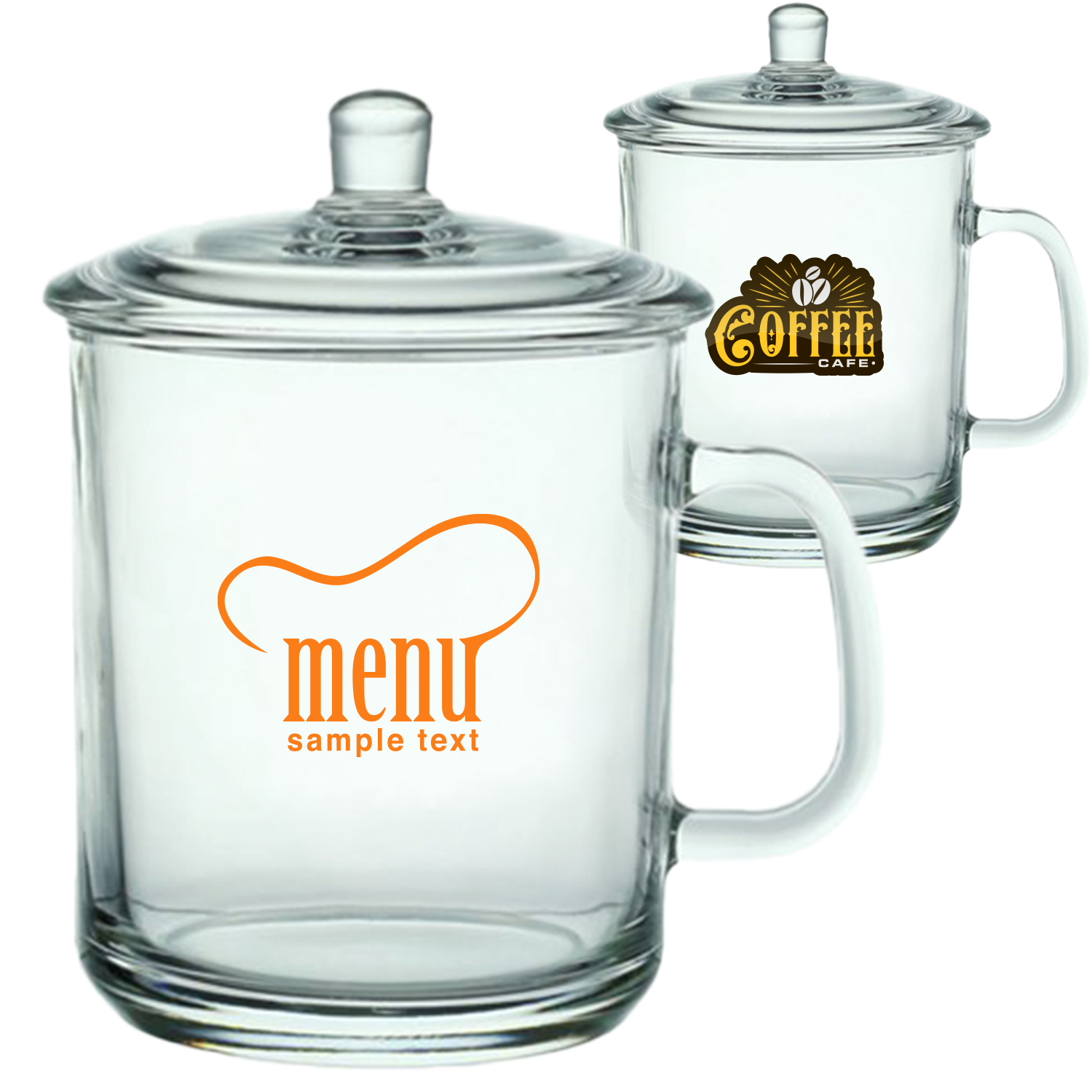 15 oz. Custom Glass Tea Cups w/ Lids 2
