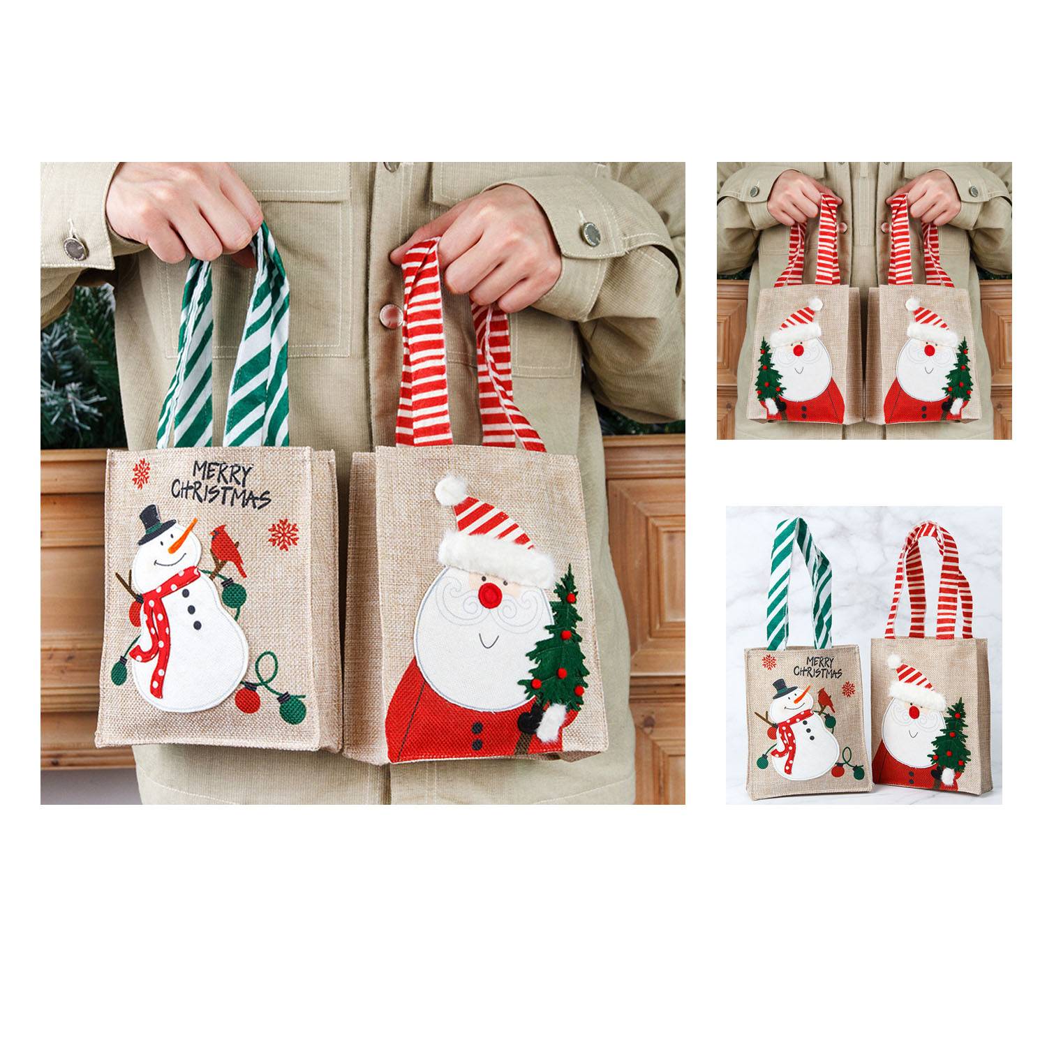 Christmas Hand Snowman Tote Bag Xmas Party Favors 3