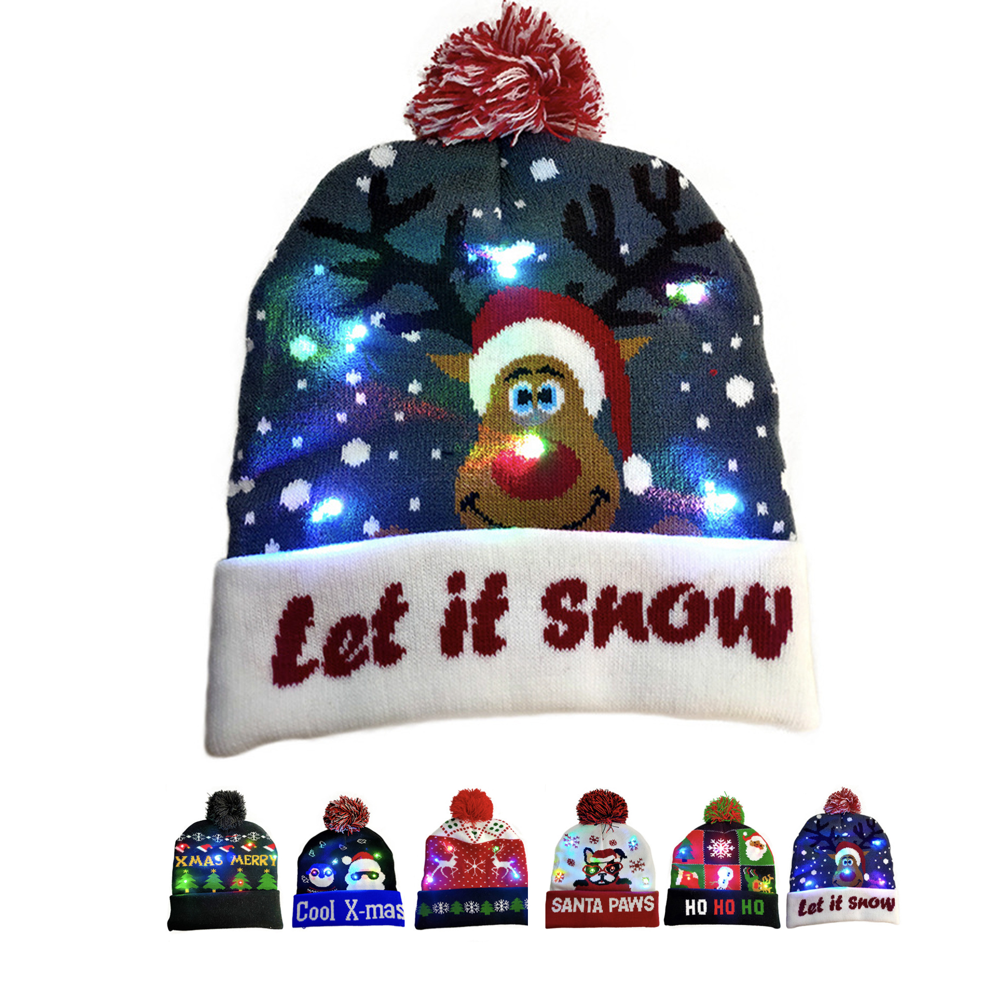 Custom Christmas LED Light Up Beanie Hat 2