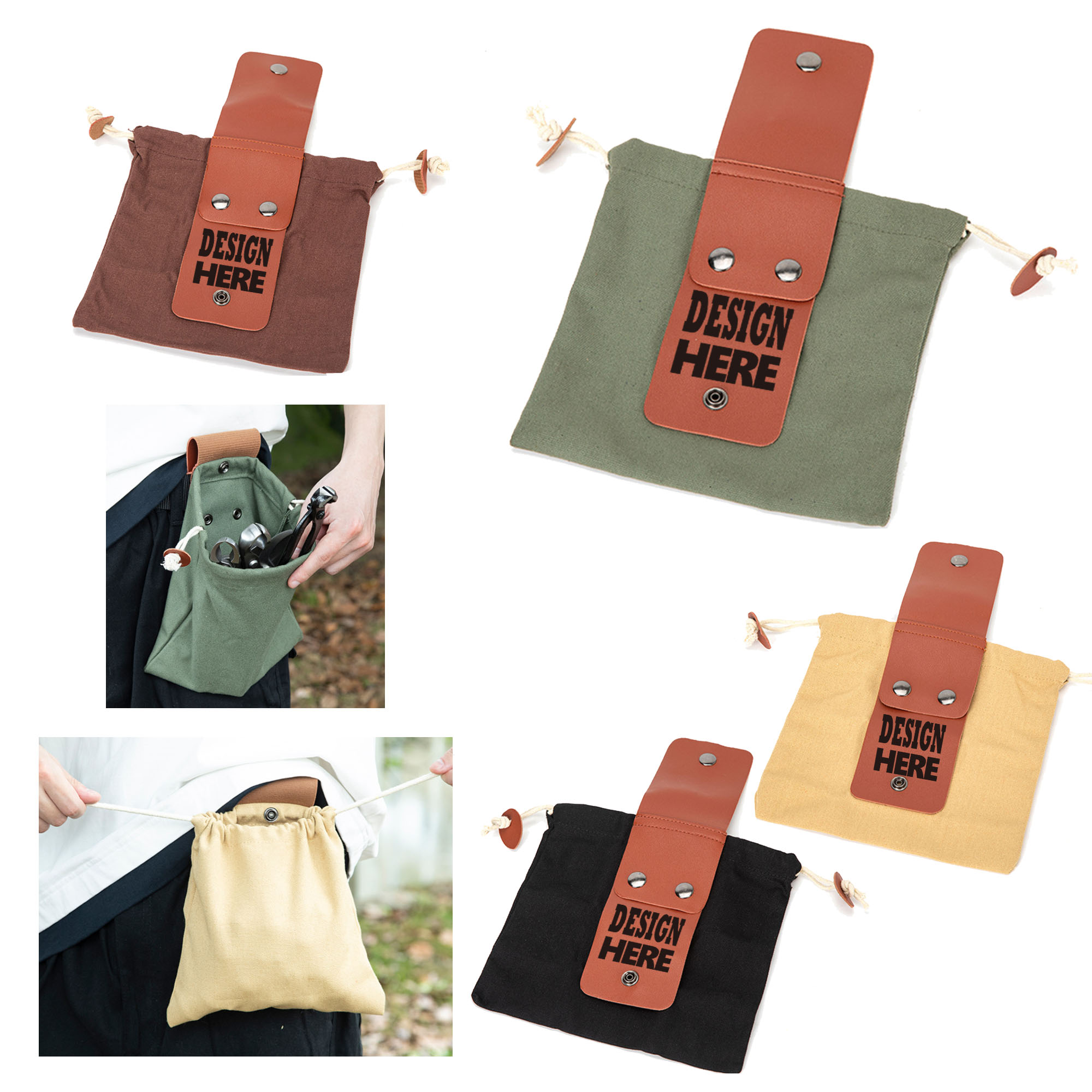 MOQ50 Canvas Fruit Harvesting Bag, custom tote bag with logo imprint 3