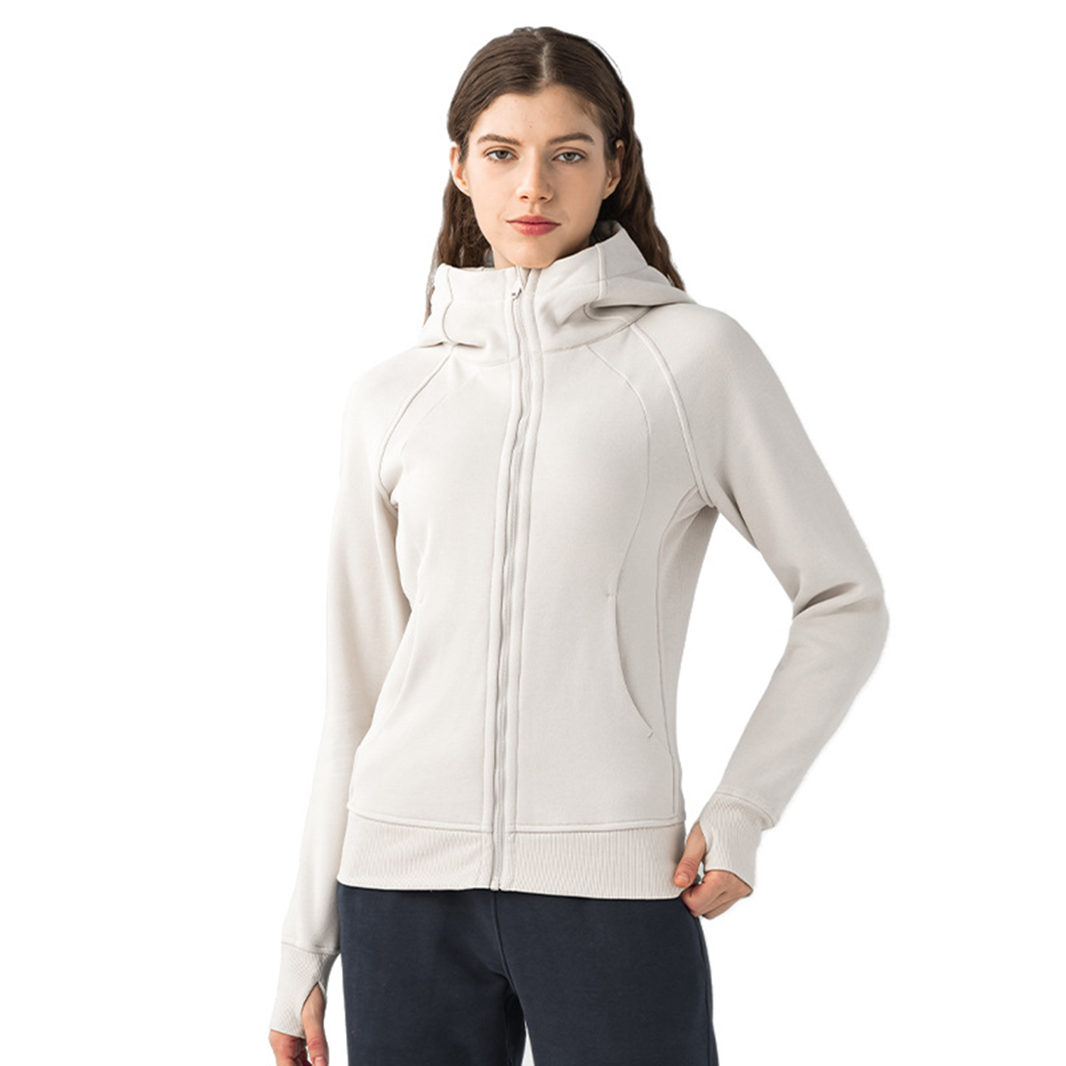 Women's Casual Cotton Long Sleeve Full Zip Hoodies 2