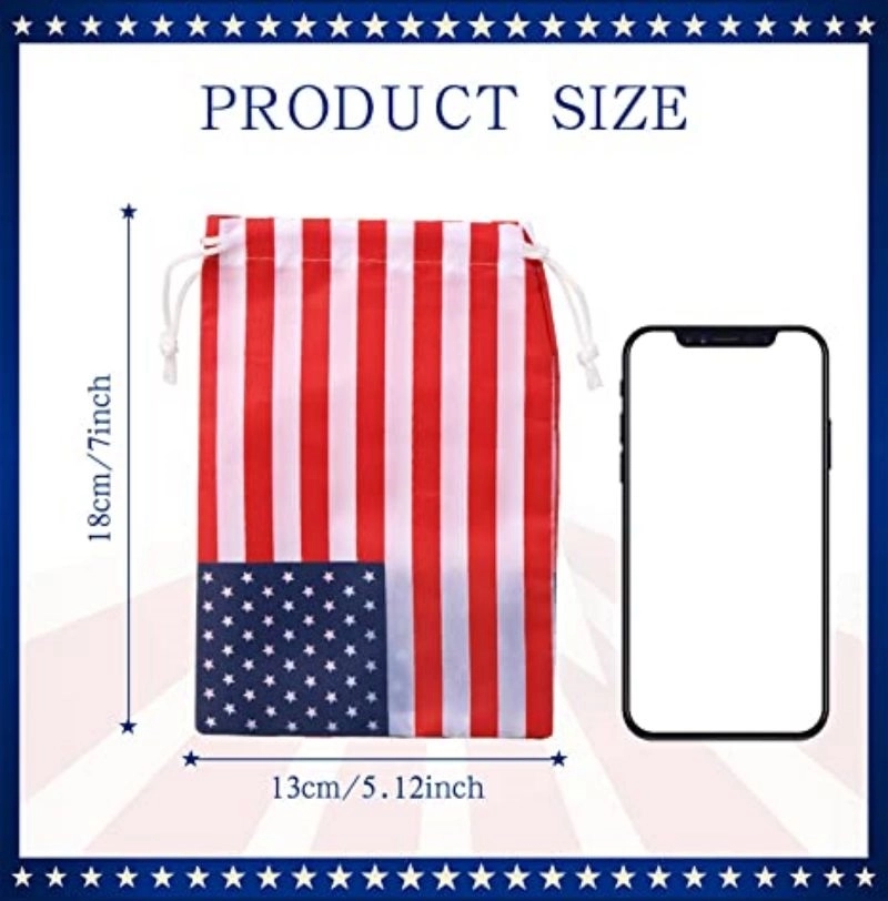 Us Flag Drawstring Gift Treat Bag 3