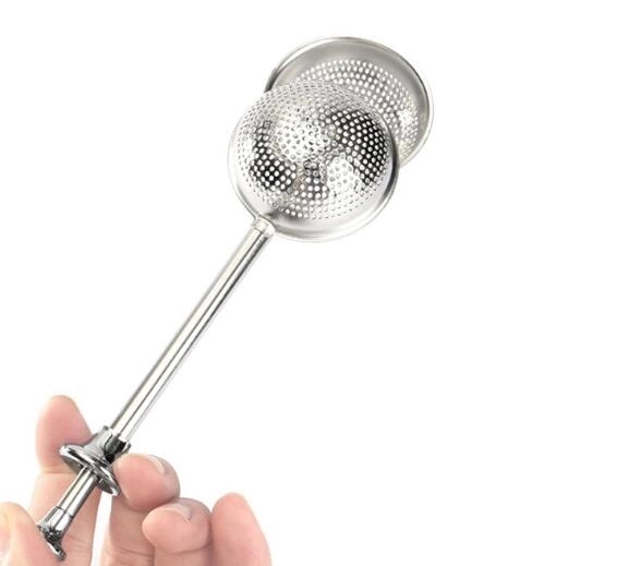 Stainless Steel Push Style Tea Ball Strainer 3