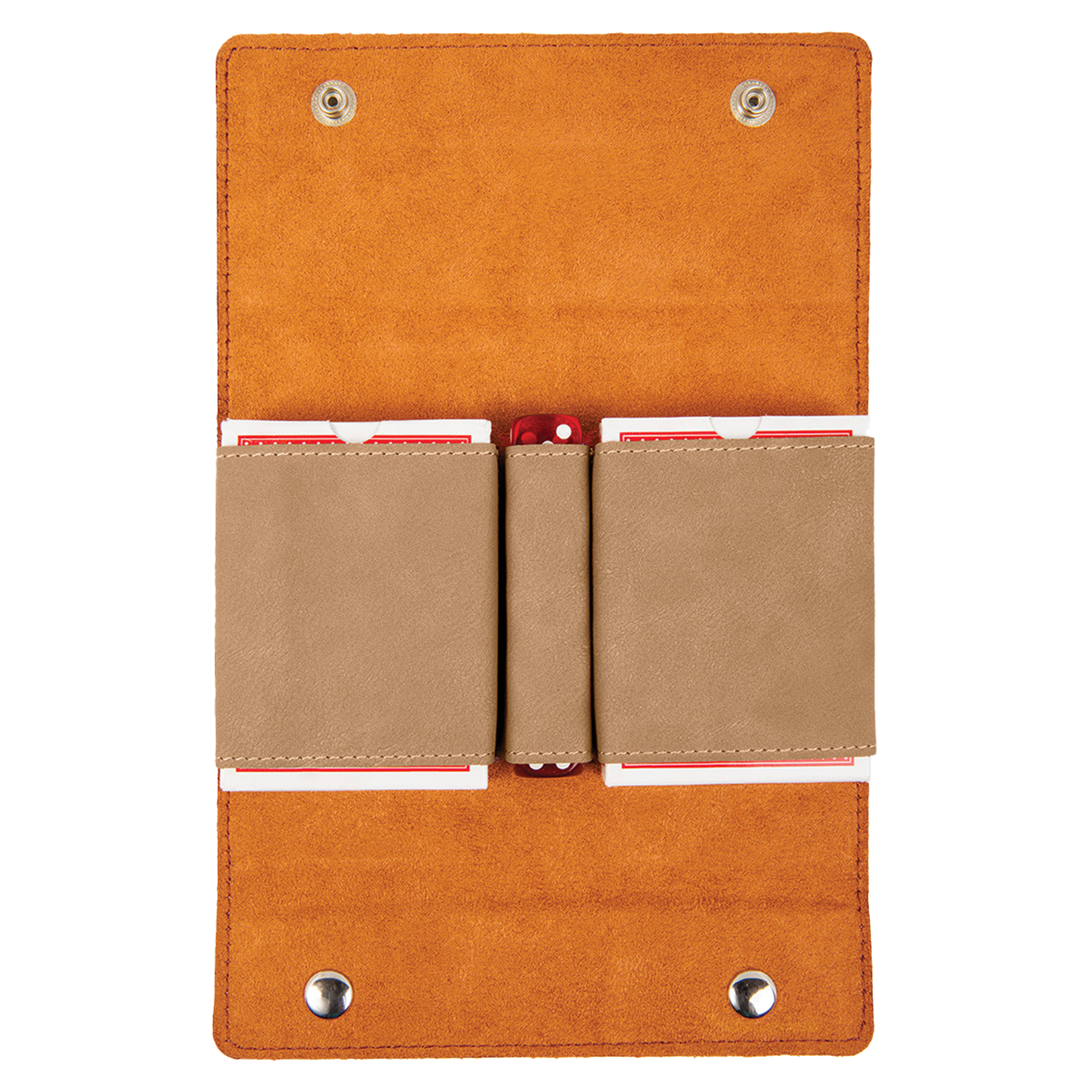 Light Brown Leatherette Card & Dice Set 2