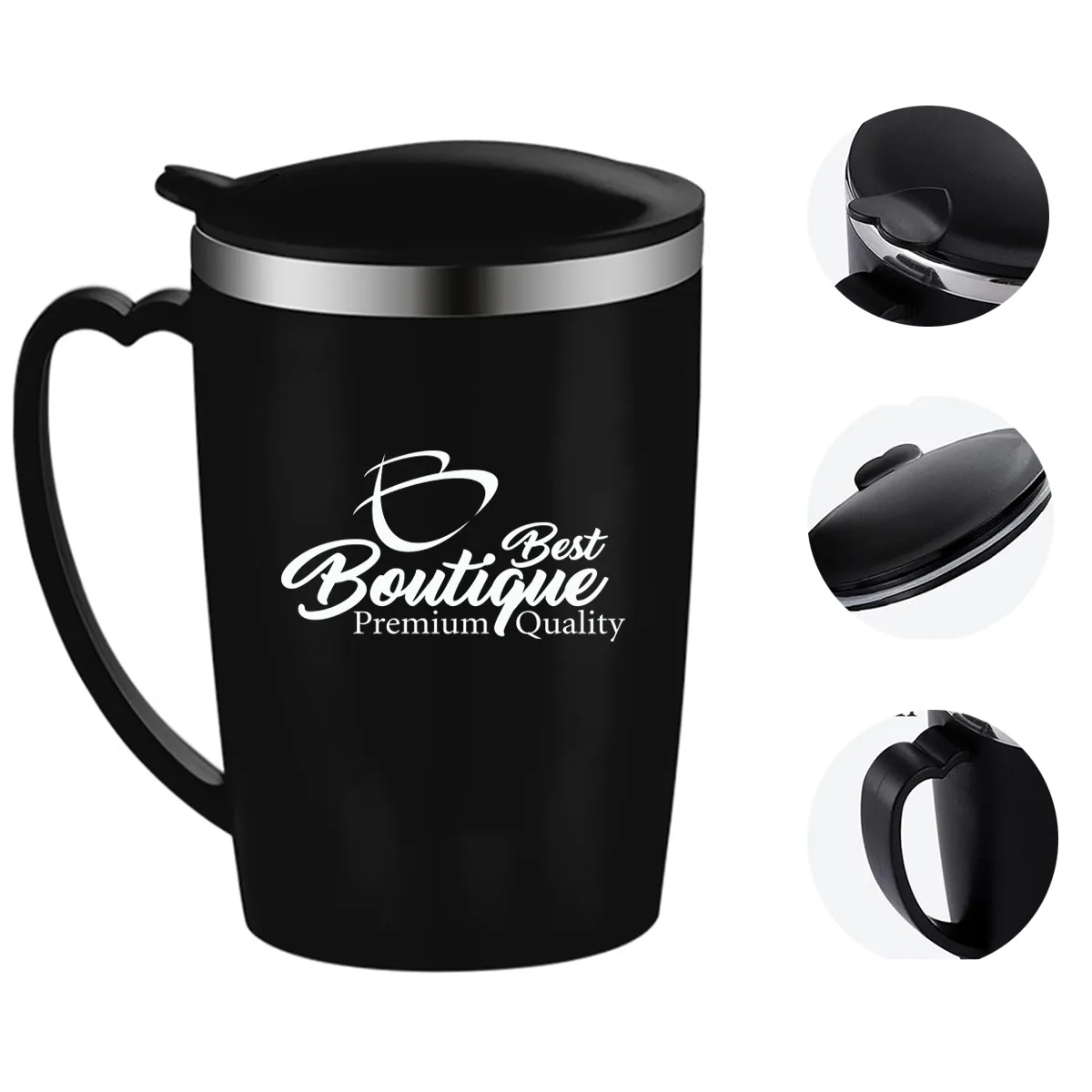Stainless Steel Insulated Eggshell Mug with Handle and Lid 4