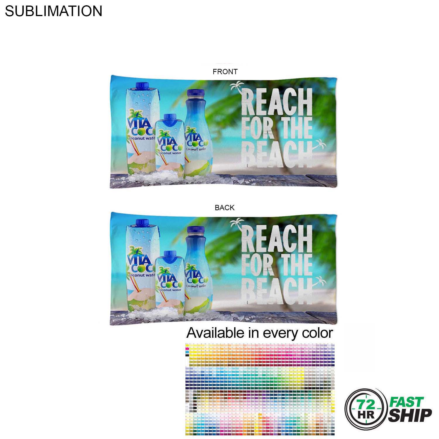 72 Hr Fast Ship - Absorbent Microfiber Dri-Lite Terry Pool Towel, 20x40, Sublimated 5