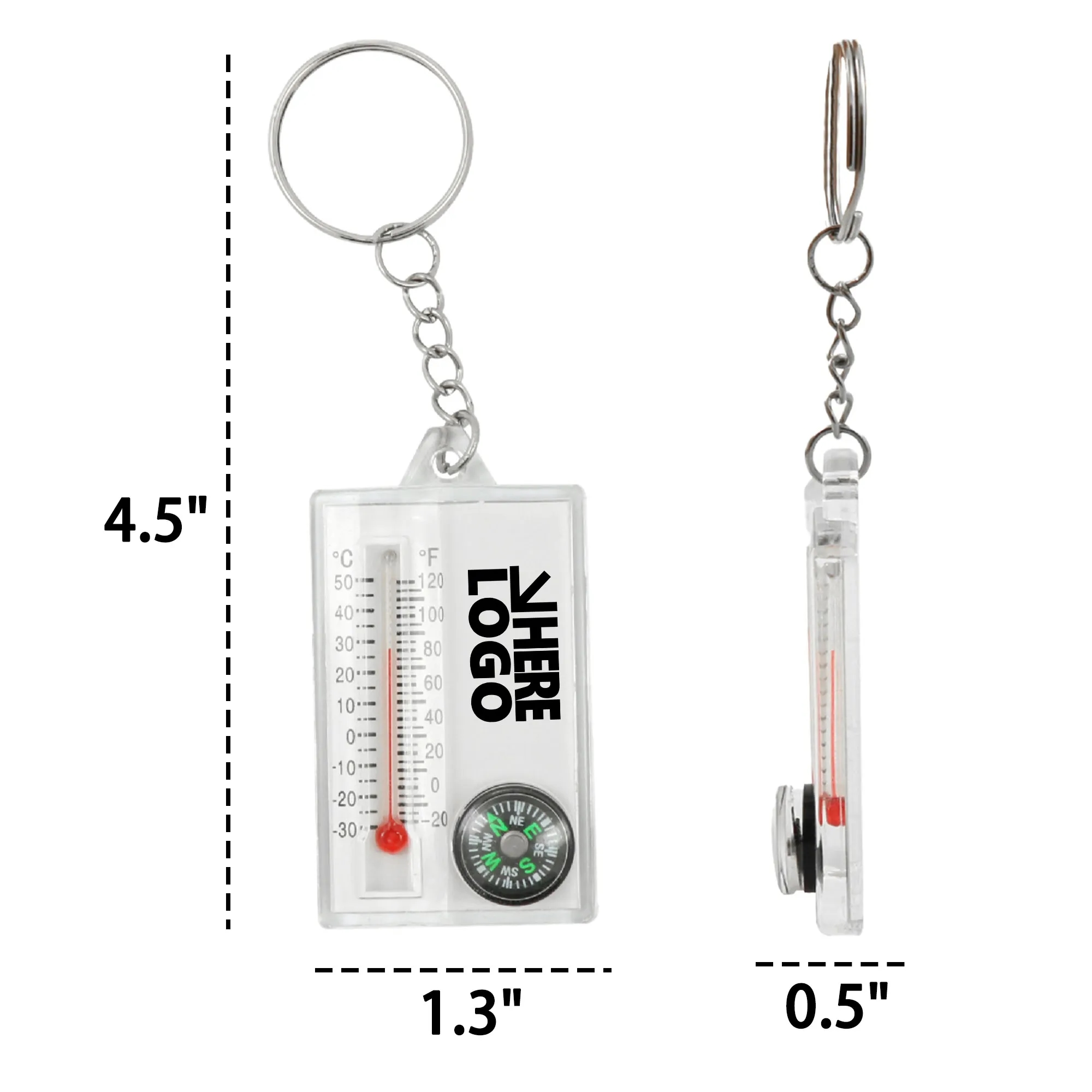 MOQ 20 Thermometer Compass Keychain Outdoor Key Tag 2