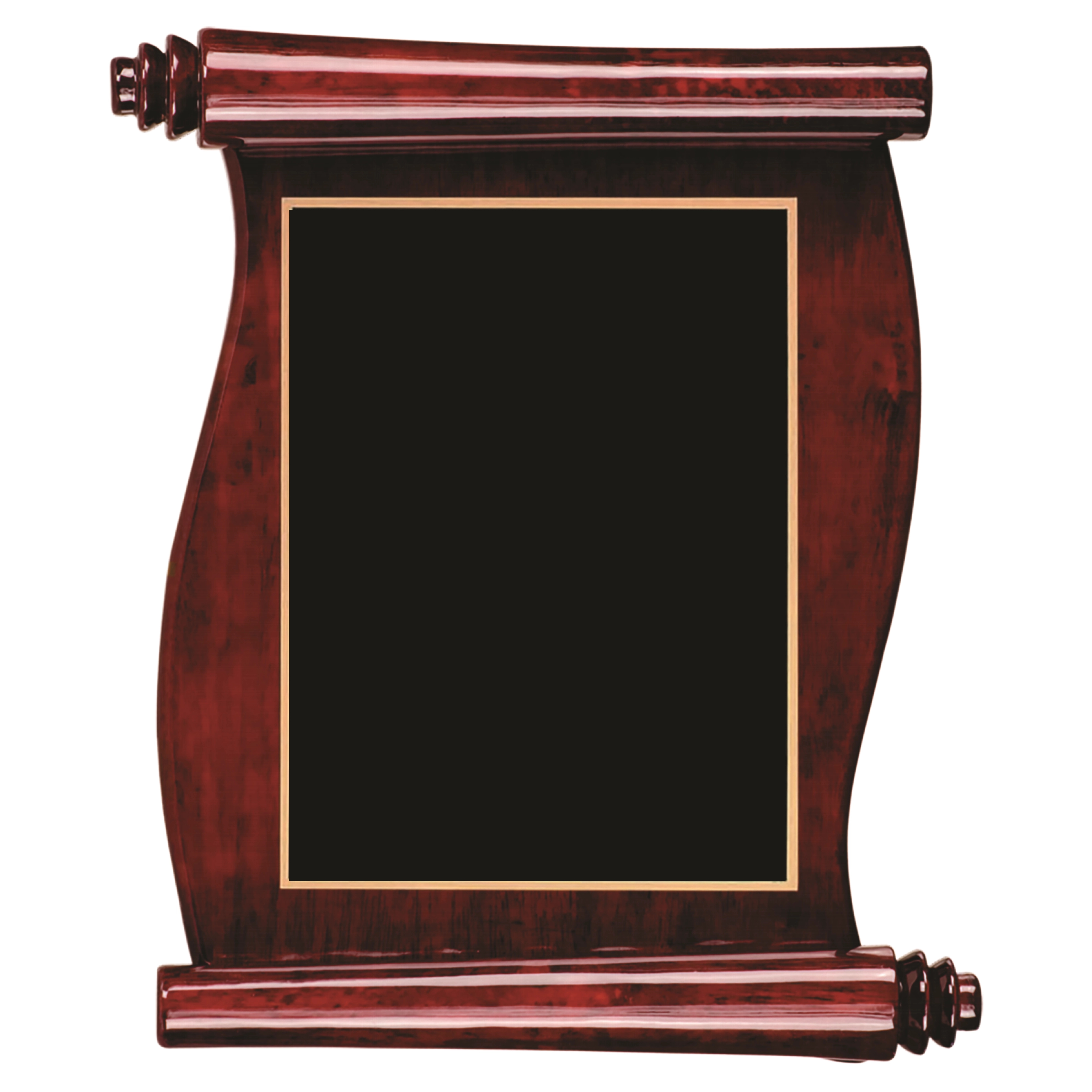 Rosewood Finish Scroll Plaque with Black and Gold Plate 5