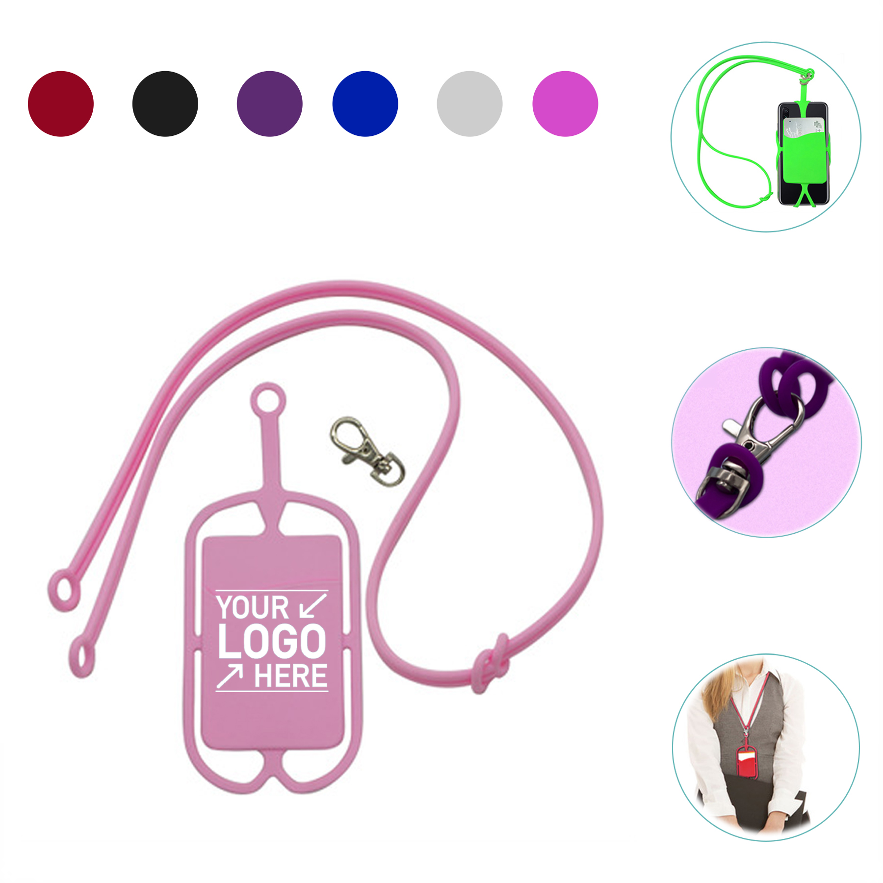 Silicone Lanyard With Phone Holder & Wallet 1