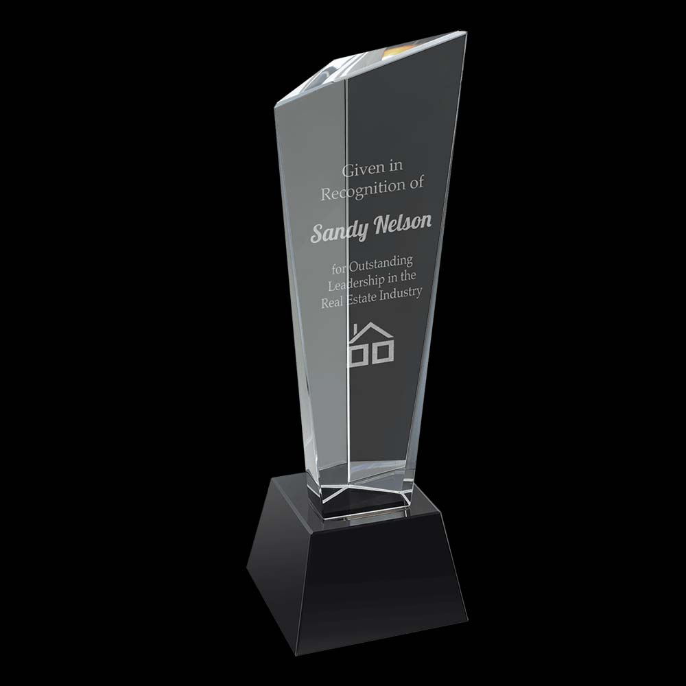 10" Rising Pinnacle 3D Crystal Award 2