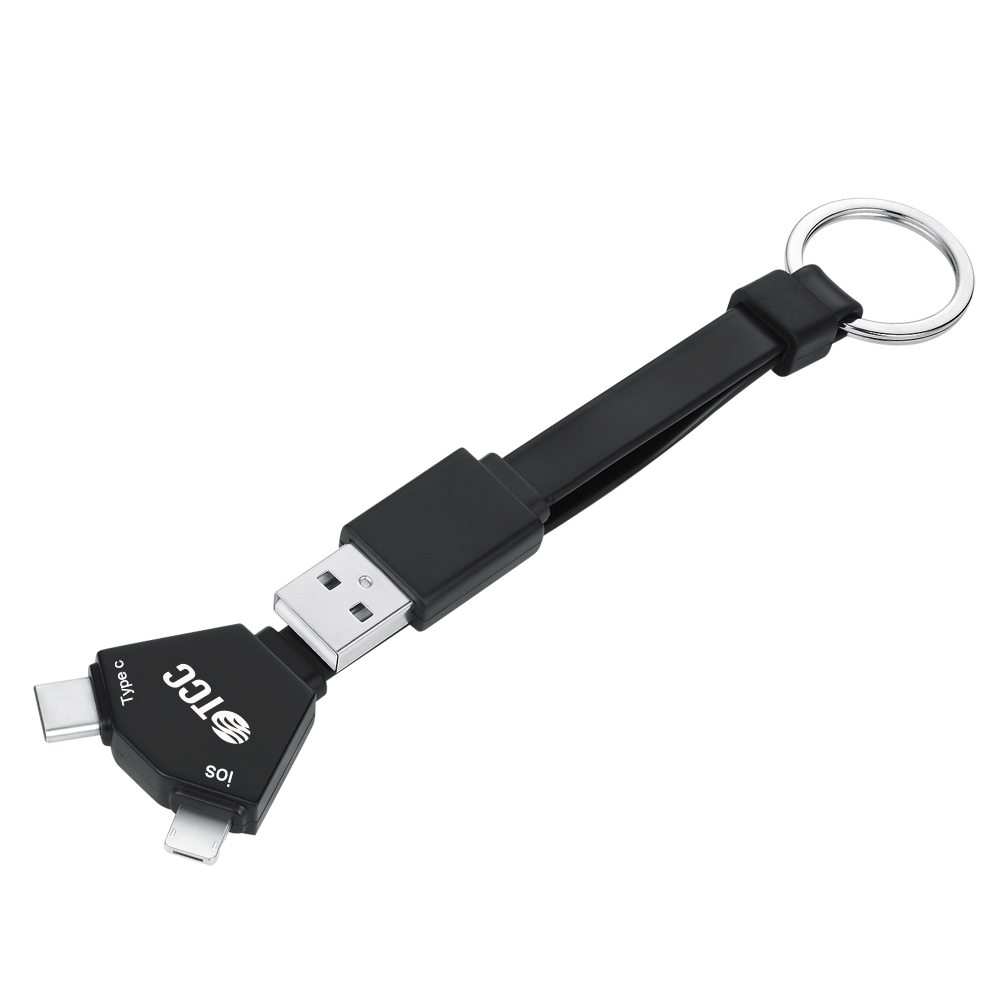 Kelso 22cm length TPE 3in1 Charging Cables w/ USB tip, Type C tip, iPhone & Android 2 in 1 tip 7