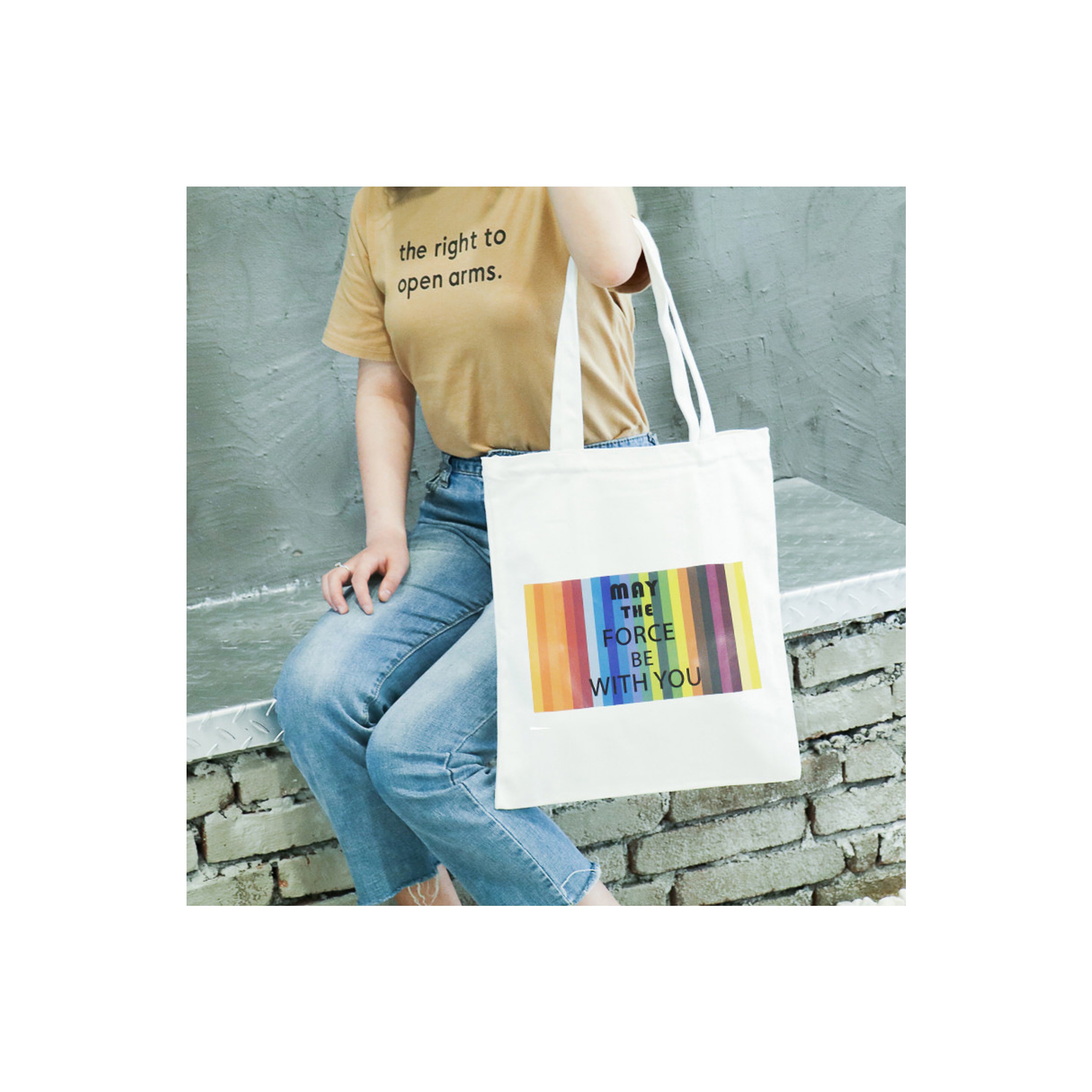 Black Cotton Tote Bag (direct import) 4