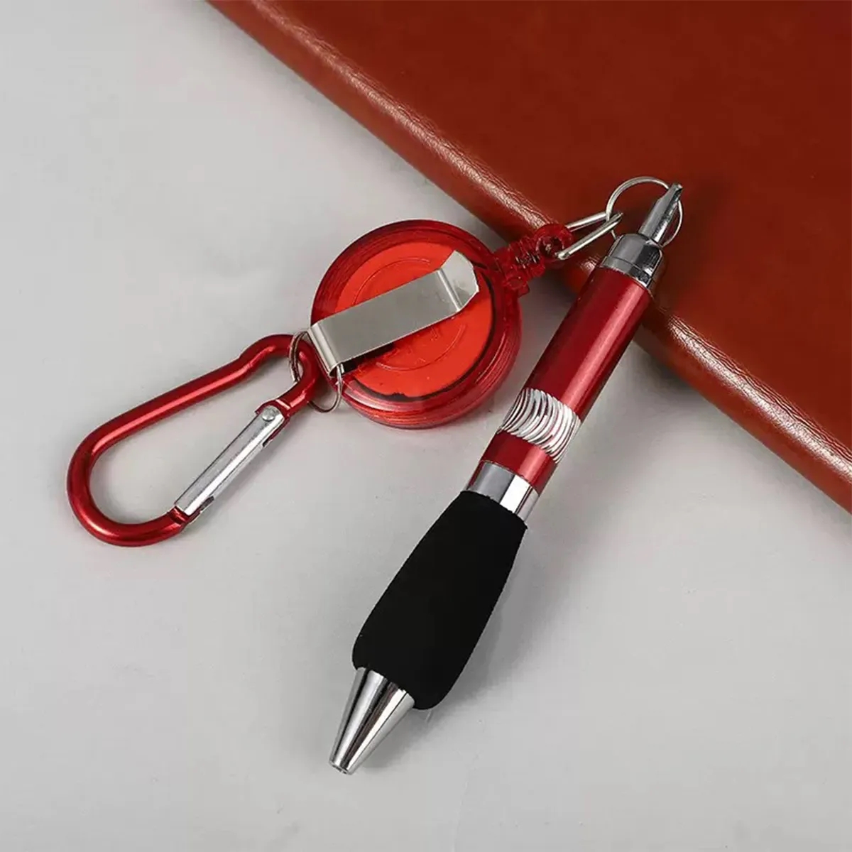 Retractable Drawstring Pen Badge Belt Clip Carabiner Set 10