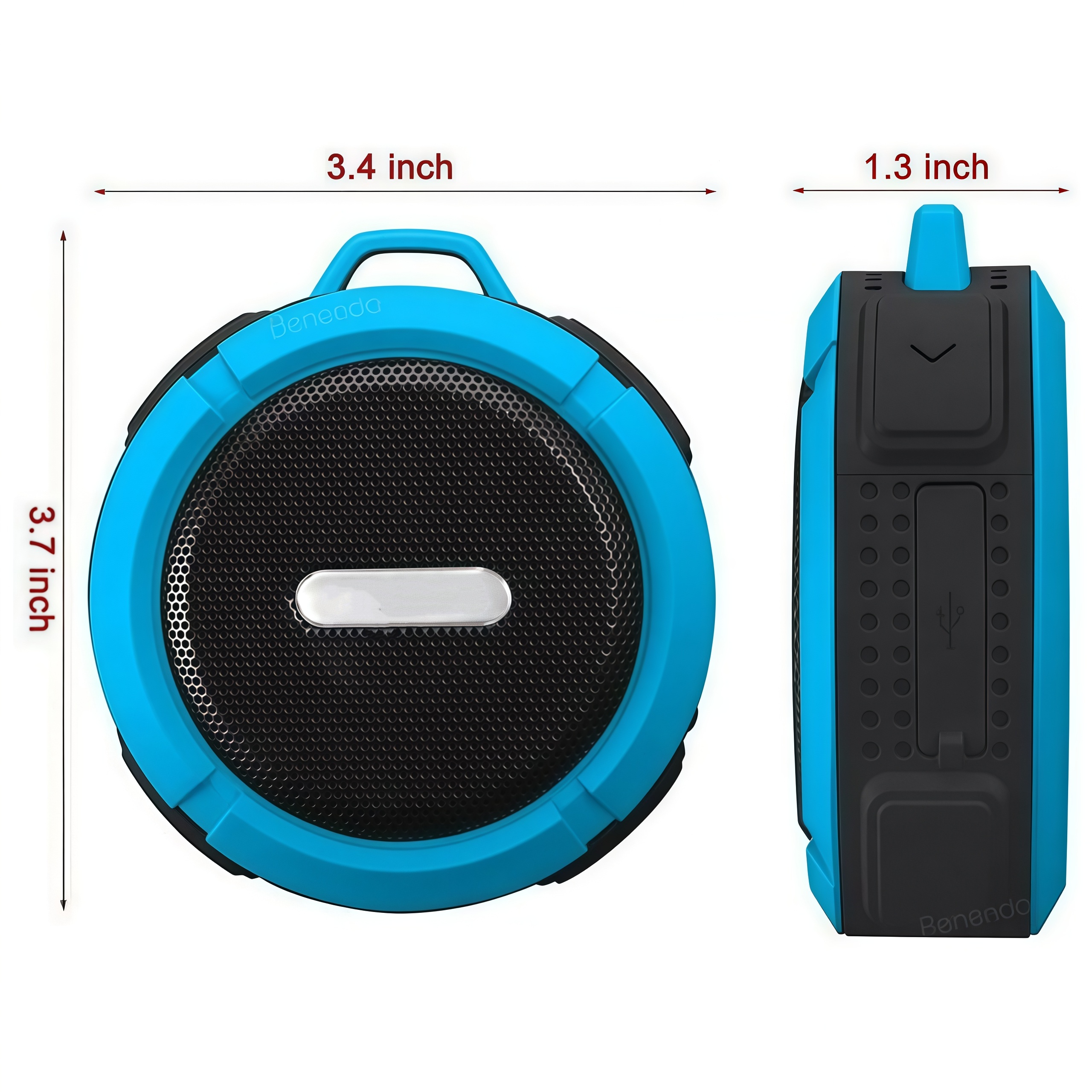 Rugged Waterproof Bluetooth Speaker with Carabiner 2