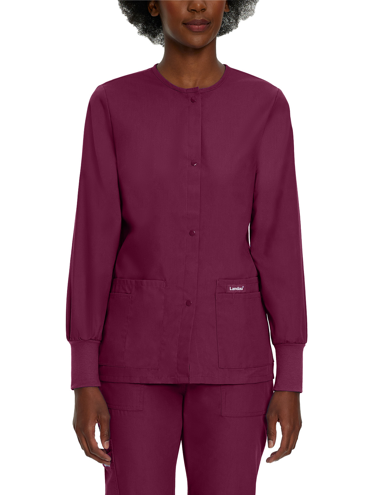 Landau - Essentials - Women's Four-Pocket Crew Neck Warm-Up Jacket 36