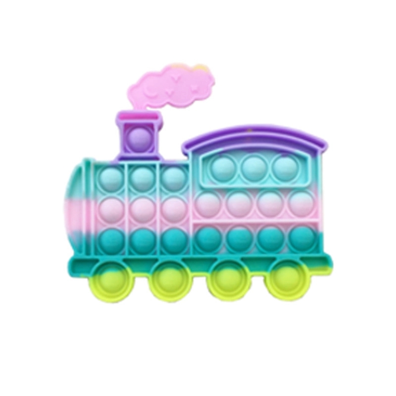 Macaron-colored train Push Pop Bubble Sensory Fidget Toys 1