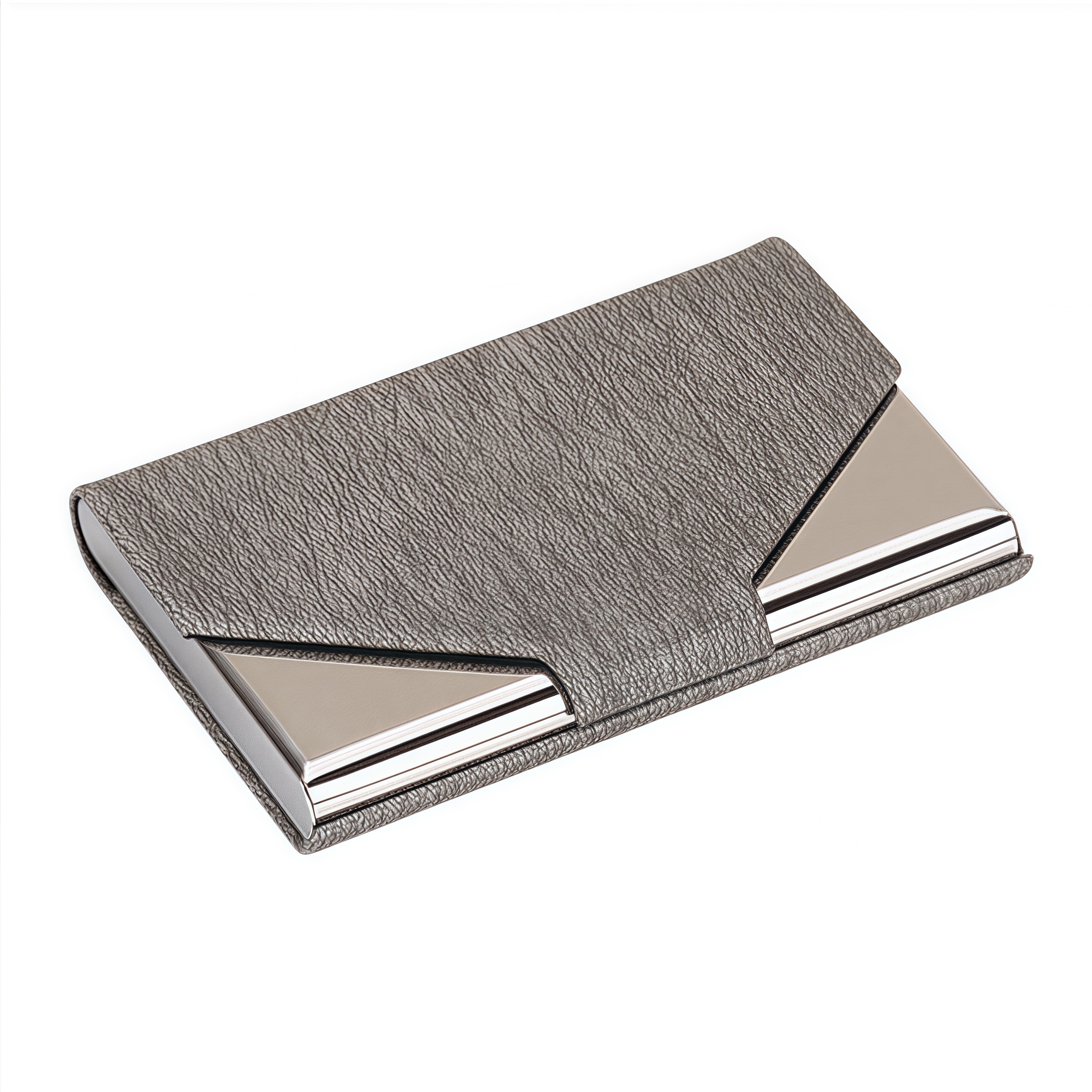 Metal Business Card Holder Office Gift Promotional Stainless Steel PU Card Case with Strong Magnet 1