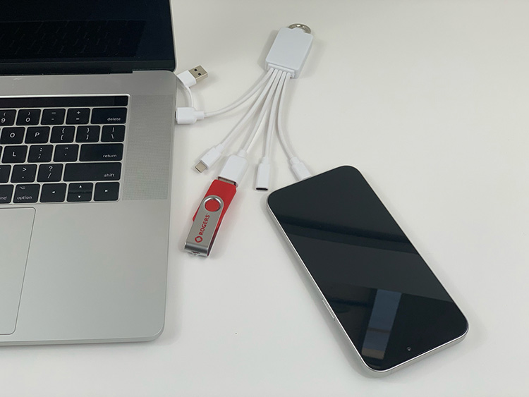 "FUSION" Charging Cable With 2 Port USB Hub 1