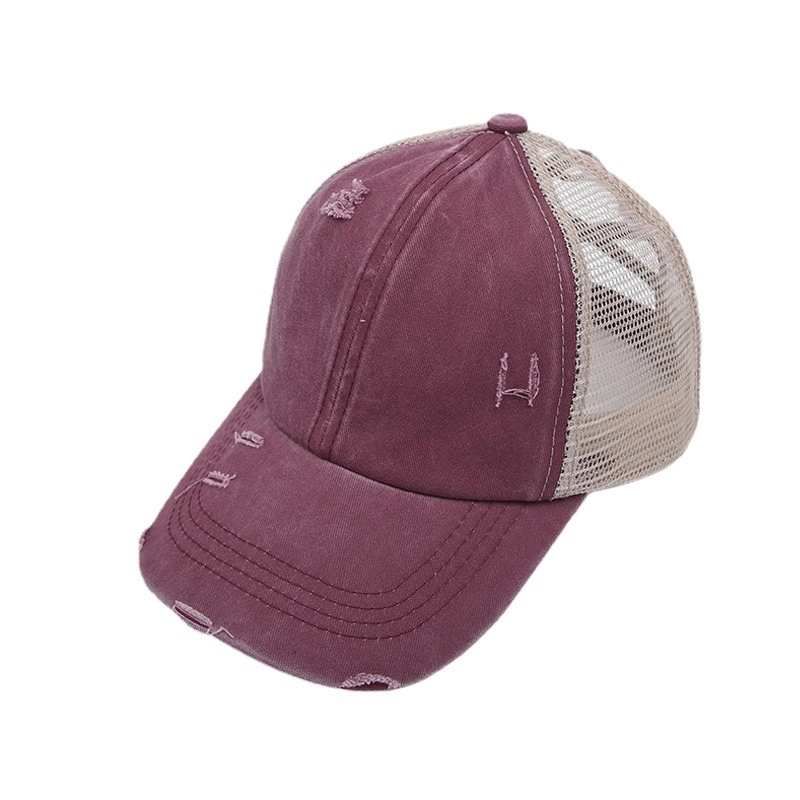 Ladies Vintage Crisscross Ponytail Mesh Baseball Cap 8