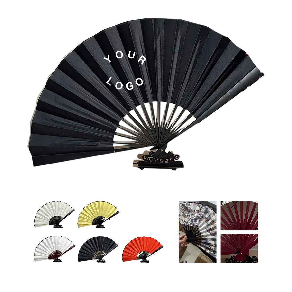 Bamboo Silk Fan with Foldable Frame for Weddings or Events 2