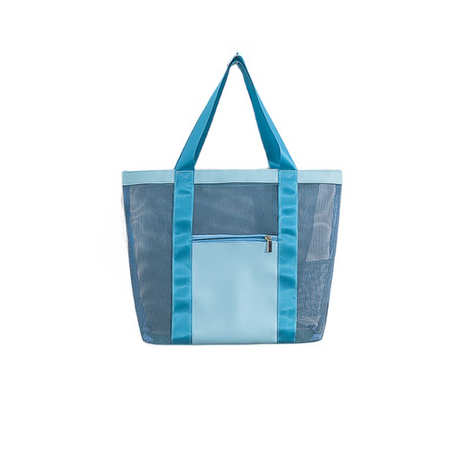 Foldable Mesh Beach Shoulder Bag with Front Zipper Pocket 5