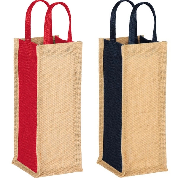 Promotional Jute Single Bottle Wine Tote 5