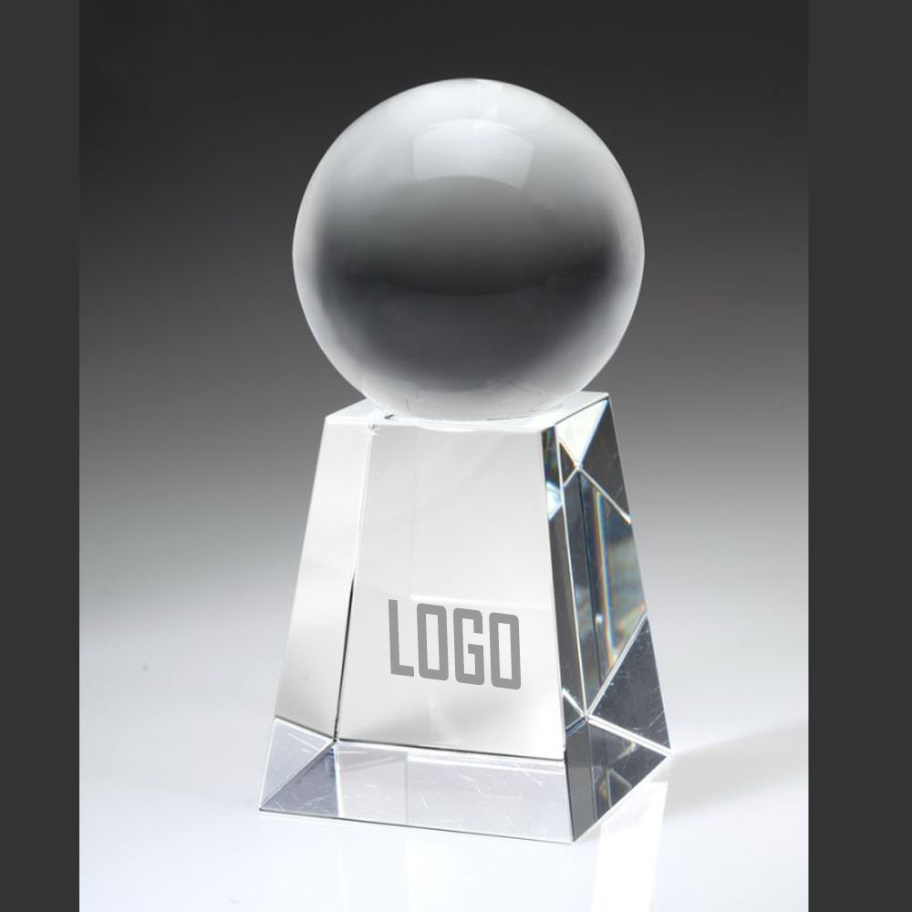 OPTICAL CRYSTAL GLAZE BALL W/CLEAR BASE AWARD (LARGE) 2
