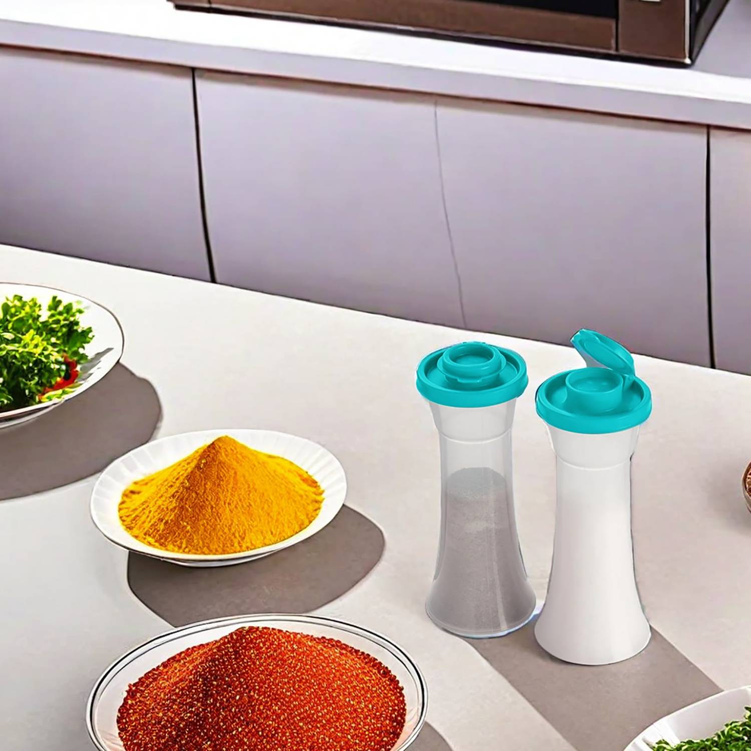 2pcs Plastic Salt & Pepper Shaker Set 6