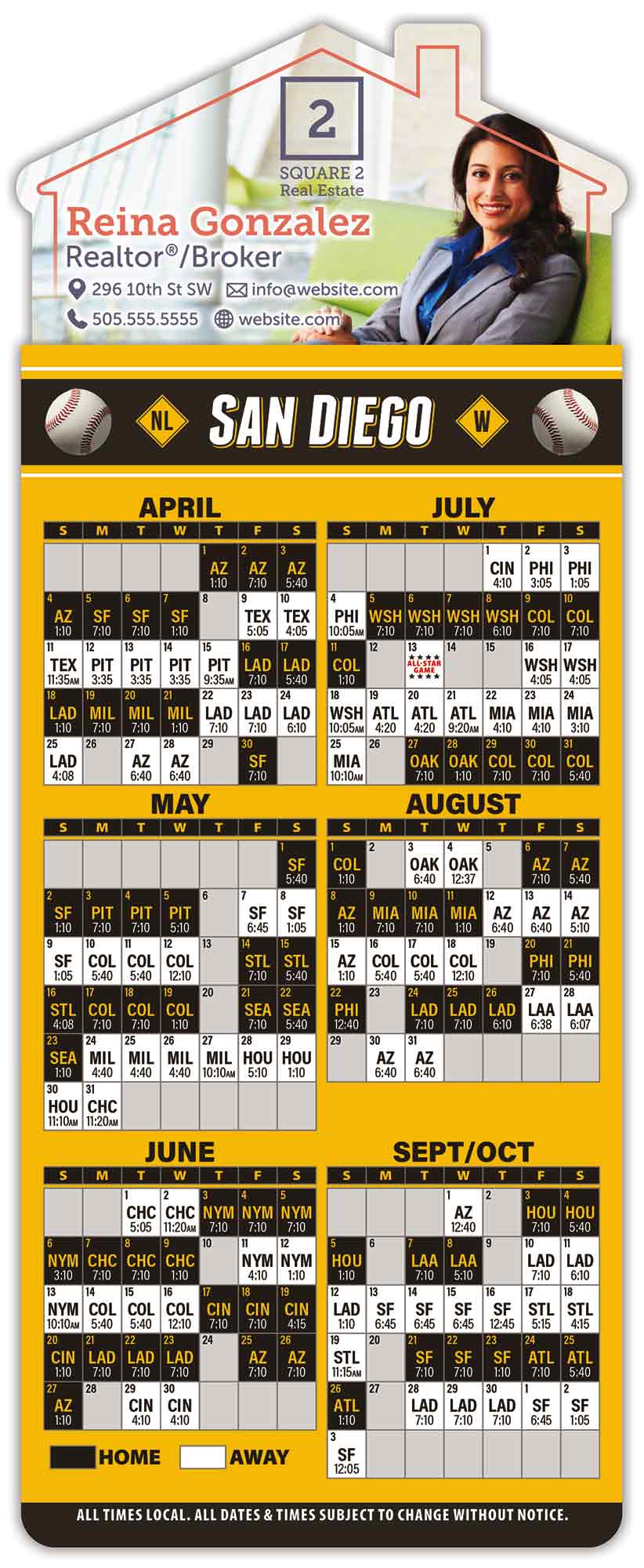 Magna-Card House Shape Magnet - Baseball Schedules (3.5 x 9) 1