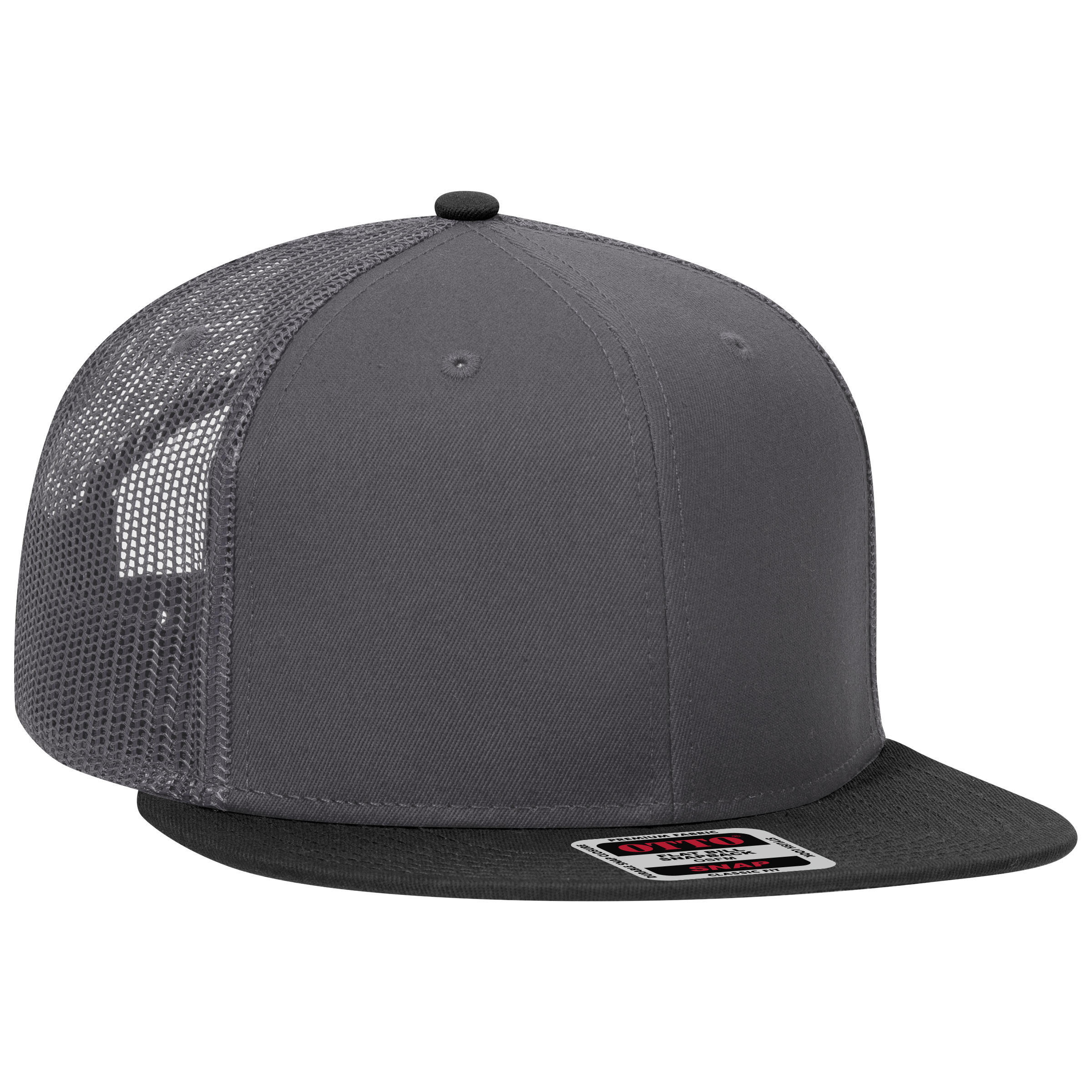 OTTO CAP® OTTO SNAP 6 Panel Pro Style Mesh Back Trucker Snapback Hat 38
